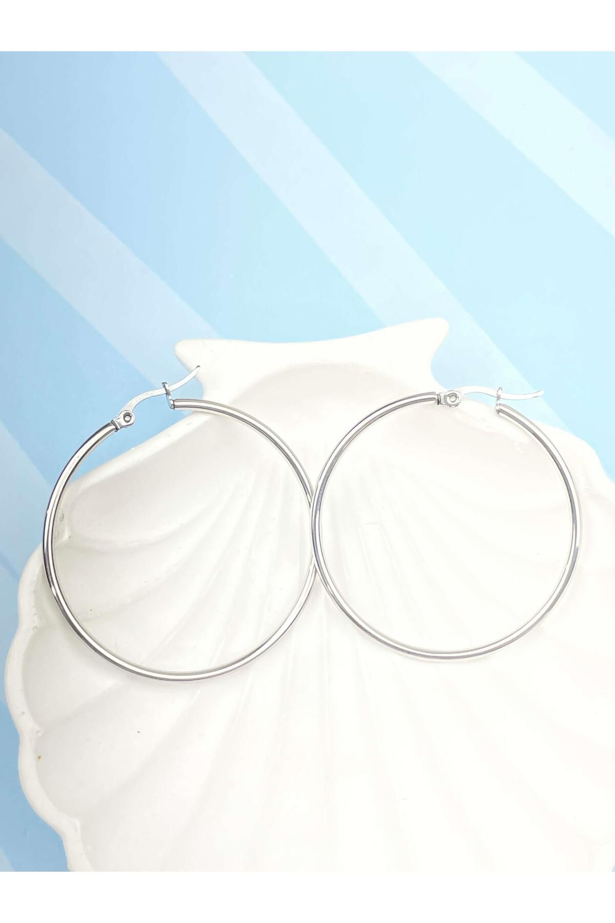 miyle Çelik Halka Küpe 4cm // KÜPE-2558