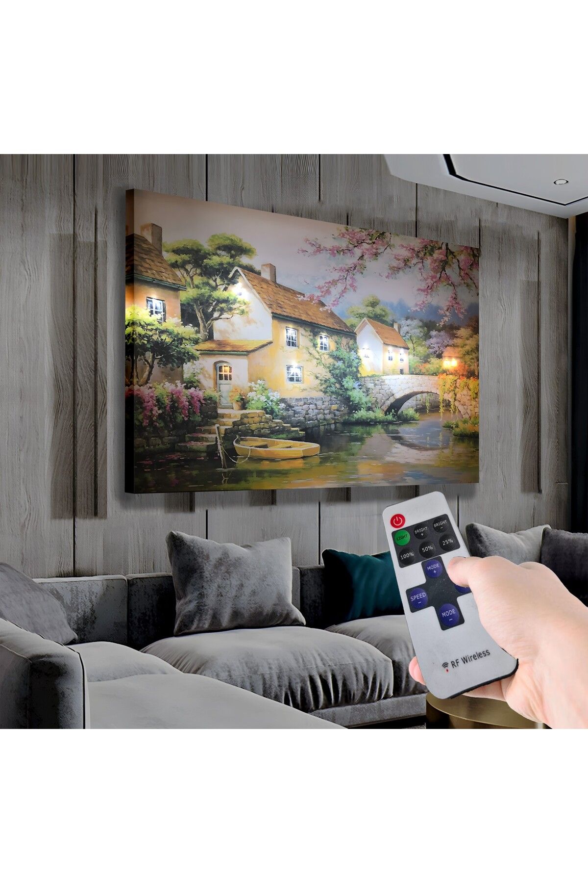 EMYA HOME Led Işıklı Uzaktan Kumandalı Manzara Kanvas Tablo