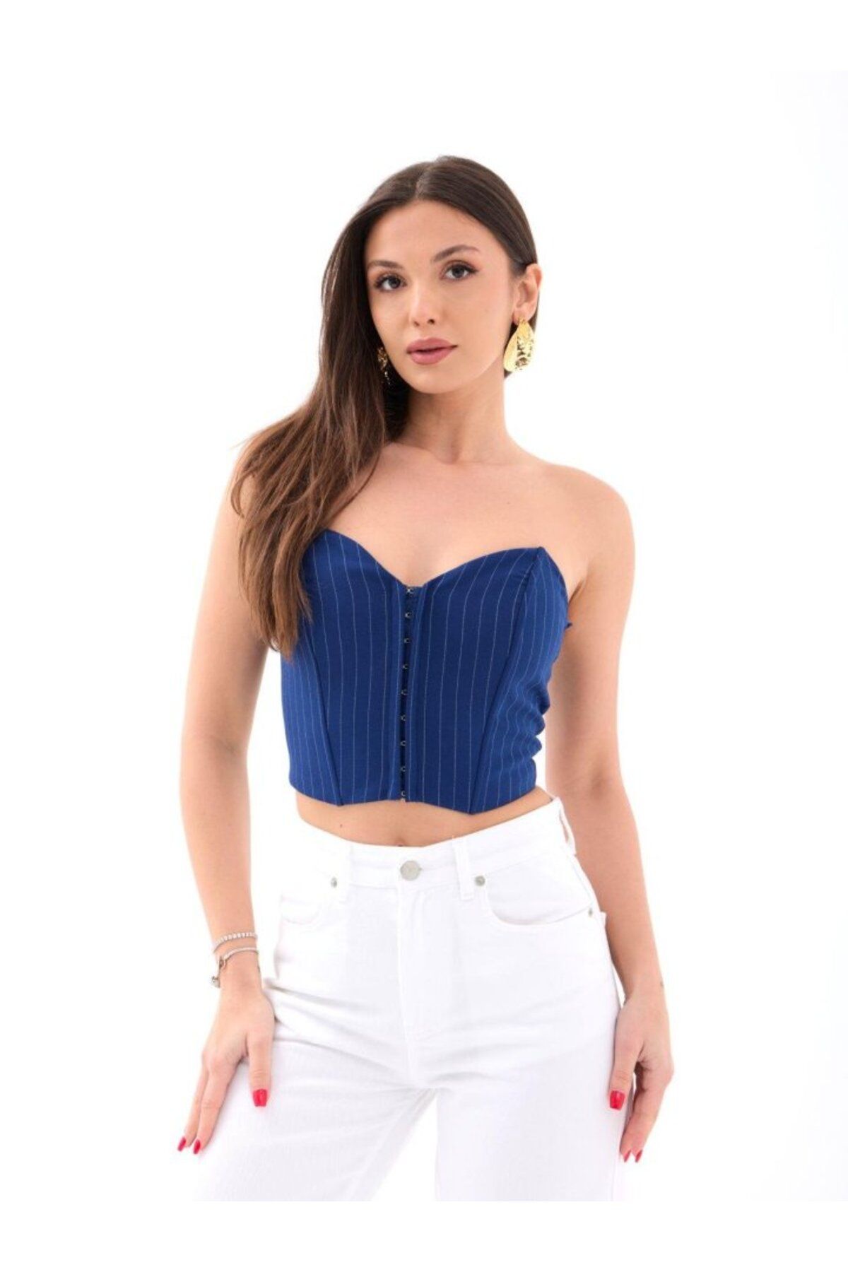velmorafashion 6324 CROP-LACİVERT