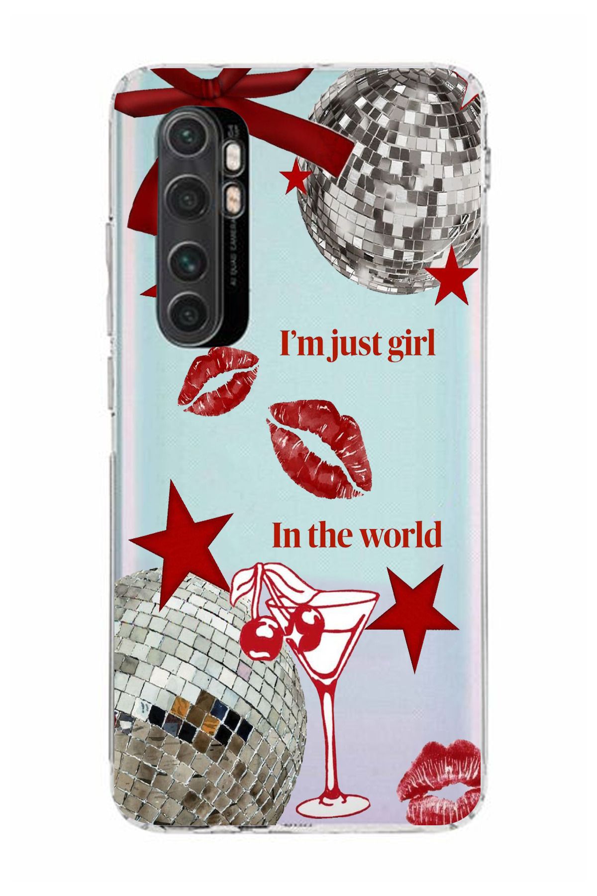 moonset Xiaomi Mi Note 10 Lite Uyumlu Im Just Girl Tasarımlı Baskılı Şeffaf Telefon Kılıfı