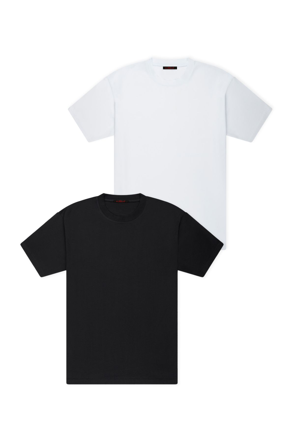 WERRONİ 2'li Slim Basic T-Shirt - Beyaz - Siyah