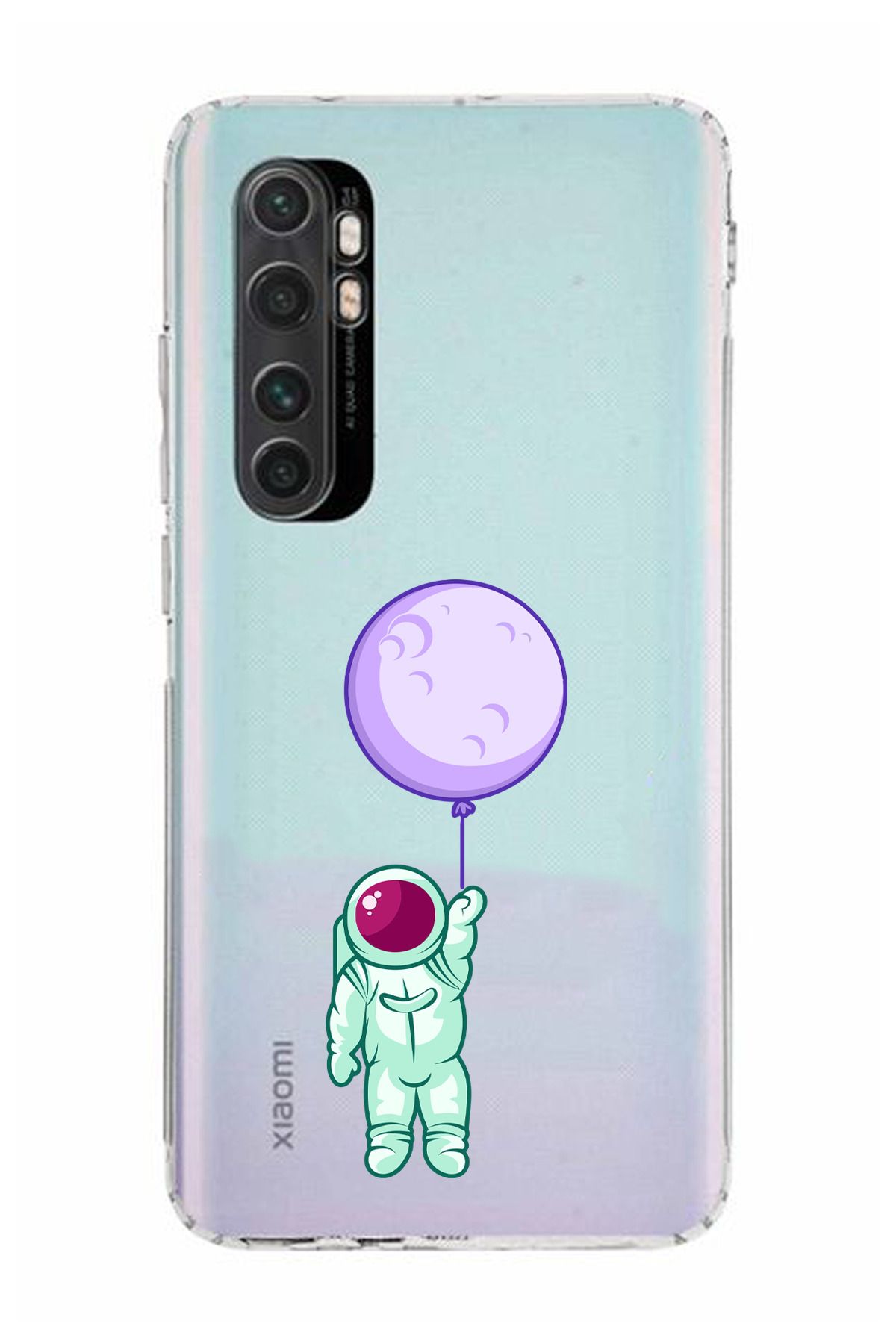 moonset Xiaomi Mi Note 10 Lite Uyumlu Astronot Tasarımlı Baskılı Şeffaf Telefon Kılıfı