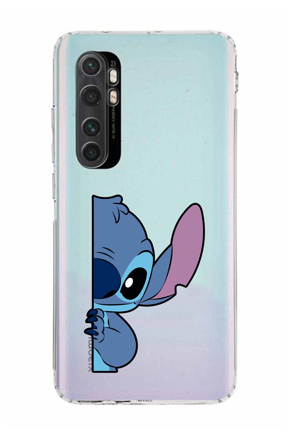 moonset Xiaomi Mi Note 10 Lite Uyumlu Stitch Tasarımlı Baskılı Şeffaf Telefon Kılıfı