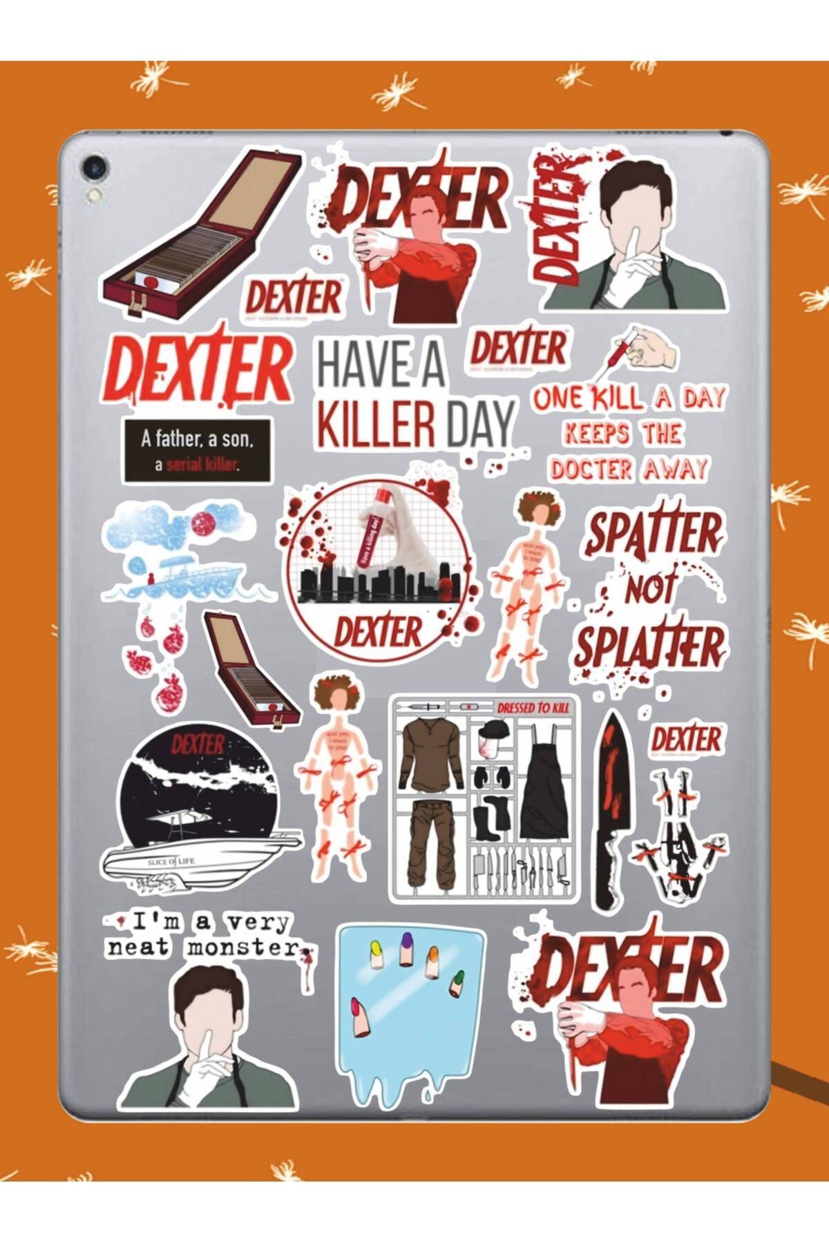 hediyenebak Dexter Sticker Seti | Laptop Ajanda PC Tablet Telefon Defter Etiket Bullet Journal