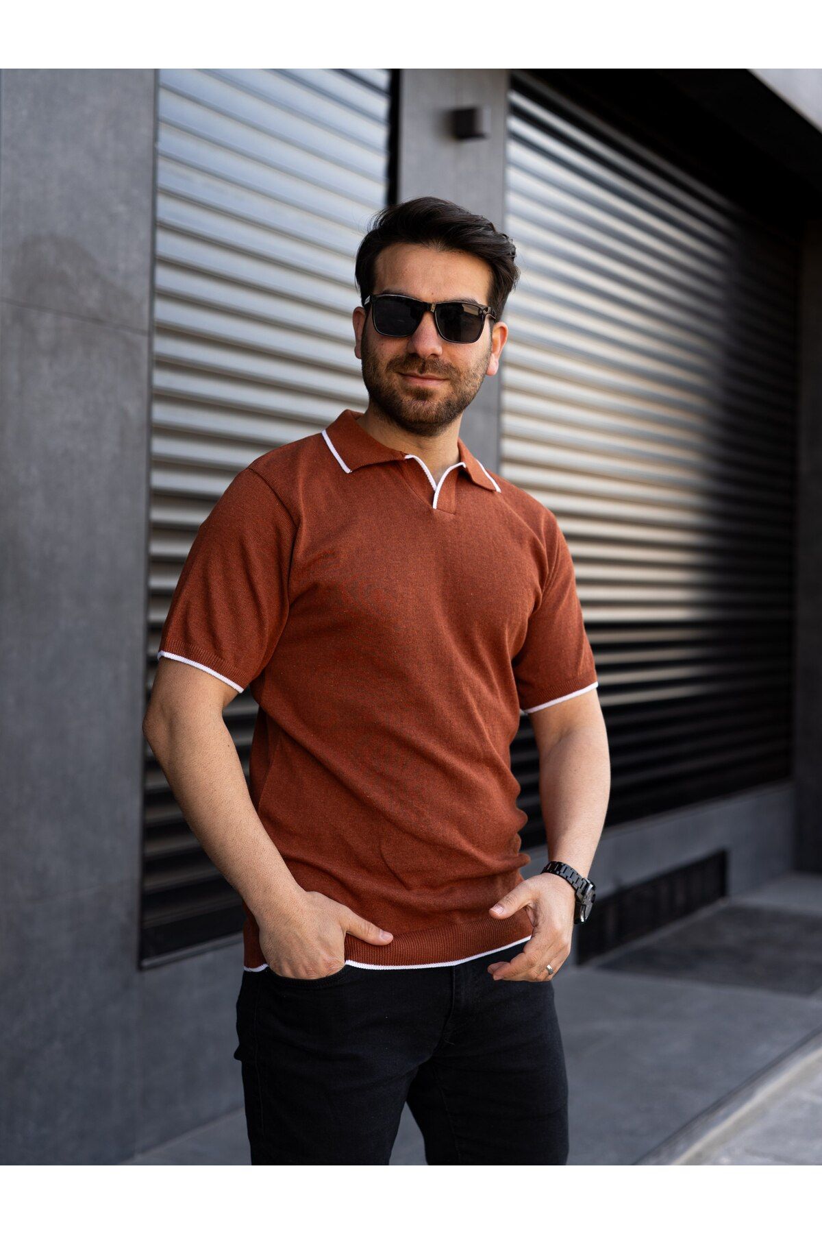 turquatiny Hemşire Yaka Çizgili Triko T-Shirt