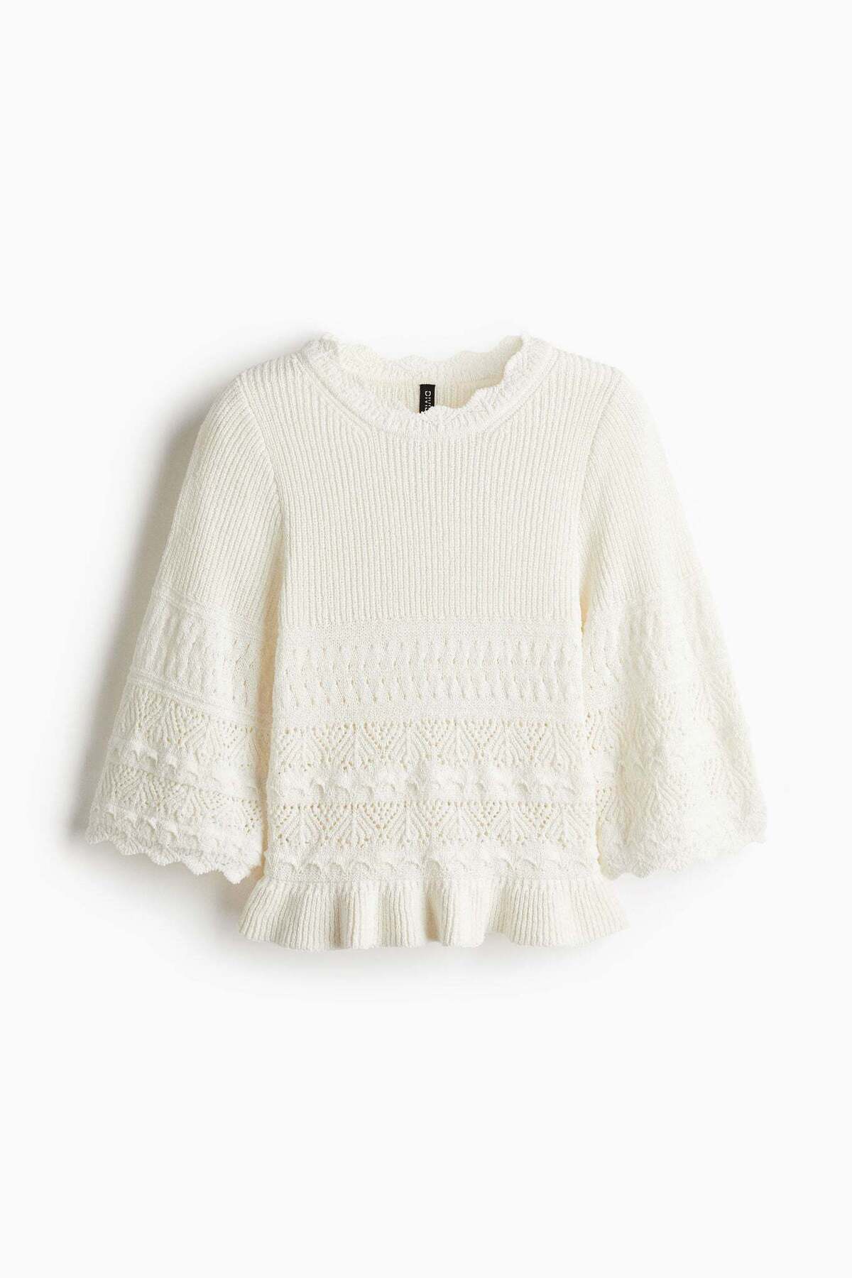 H&M-Frill-trimmed pointelle-knit jumper 4