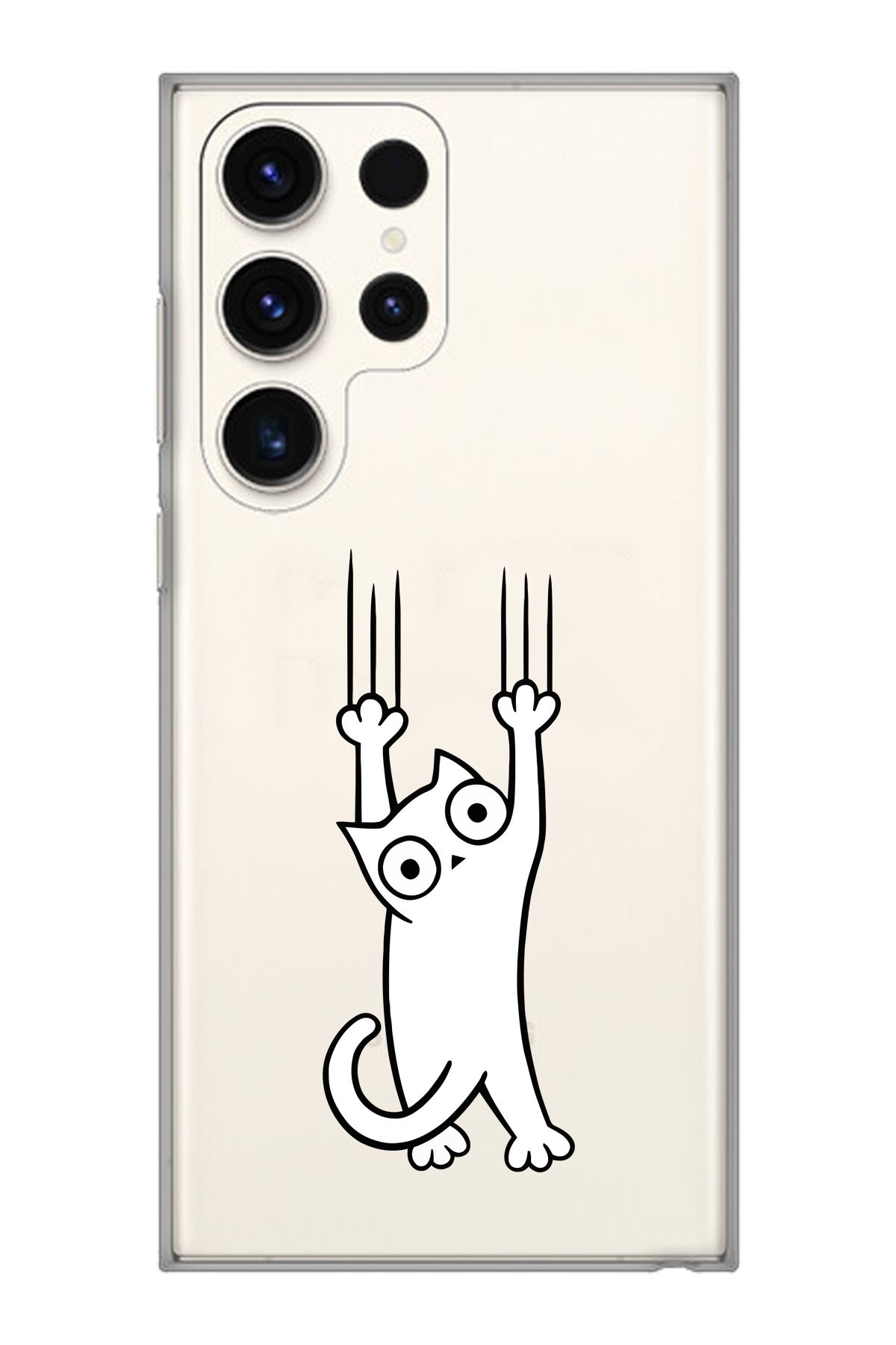 moonset Samsung Galaxy S25 Ultra Uyumlu Kedi Tasarımlı Baskılı Şeffaf Telefon Kılıfı