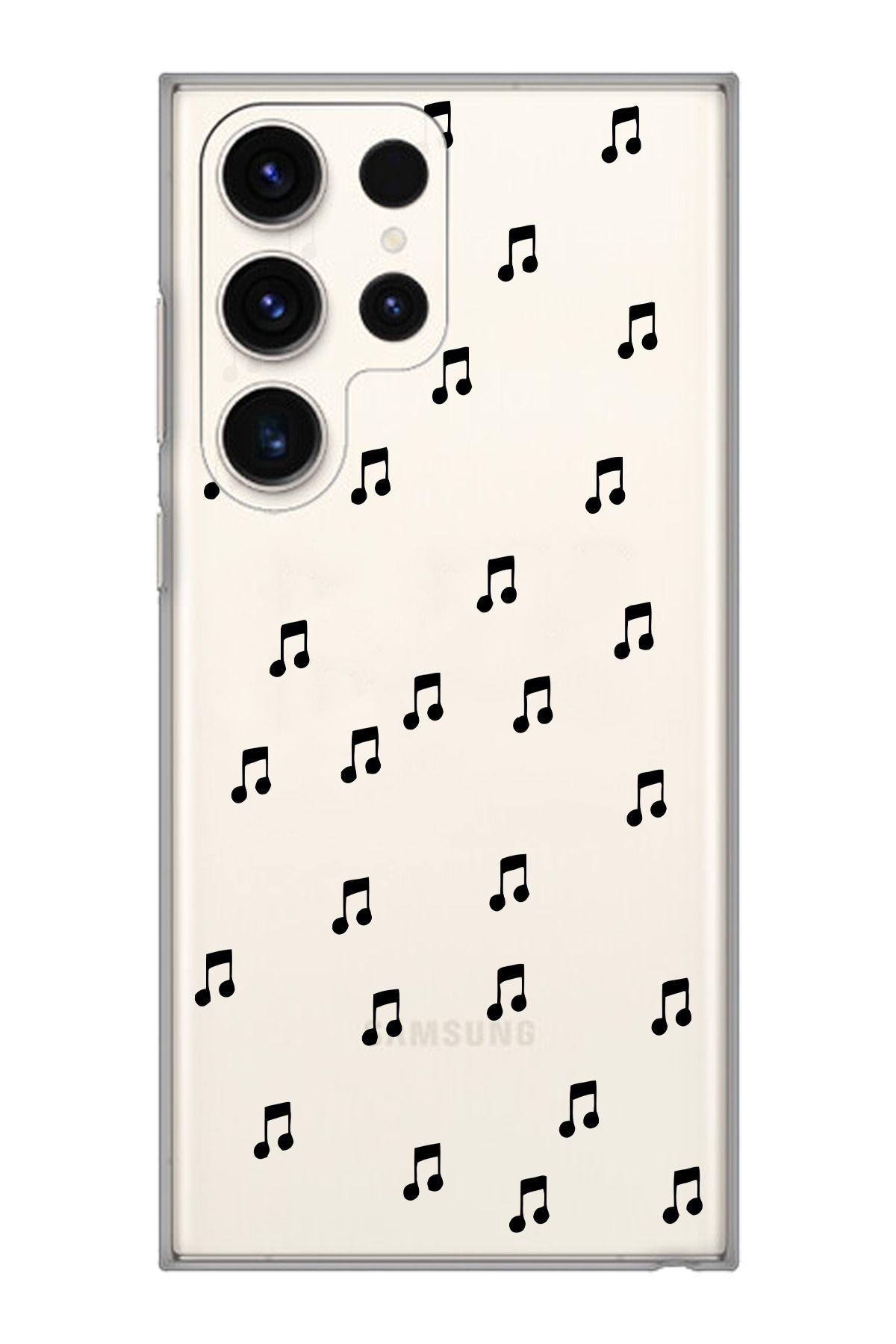 moonset Samsung Galaxy S25 Ultra Uyumlu Müzik Notası Tasarımlı Baskılı Şeffaf Telefon Kılıfı