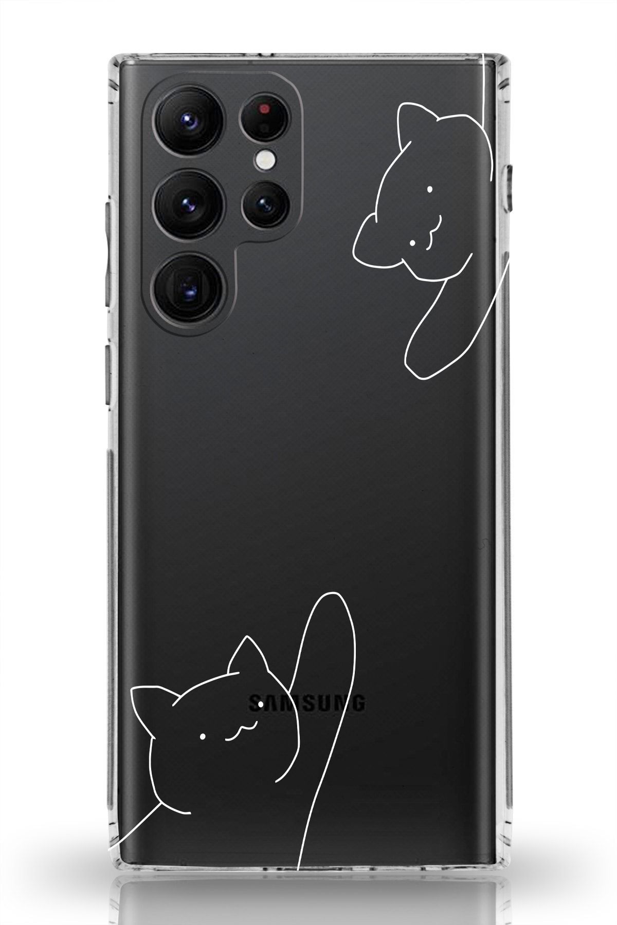 moonset Samsung Galaxy S25 Ultra Uyumlu Kediler Tasarımlı Baskılı Şeffaf Telefon Kılıfı