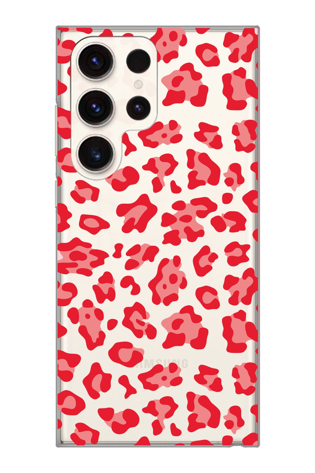 moonset Samsung Galaxy S24 Ultra Uyumlu Leopar Desen Tasarımlı Baskılı Şeffaf Telefon Kılıfı