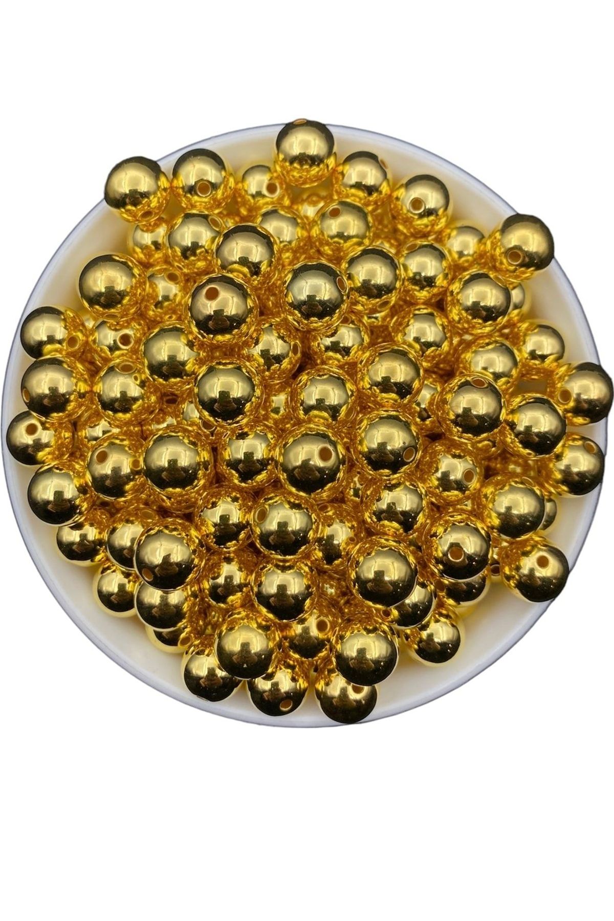 Hobimos 50 Adet 12 mm Gold Renk Ccb Metal Görünümlü Akrilik Plastik Boncuk
