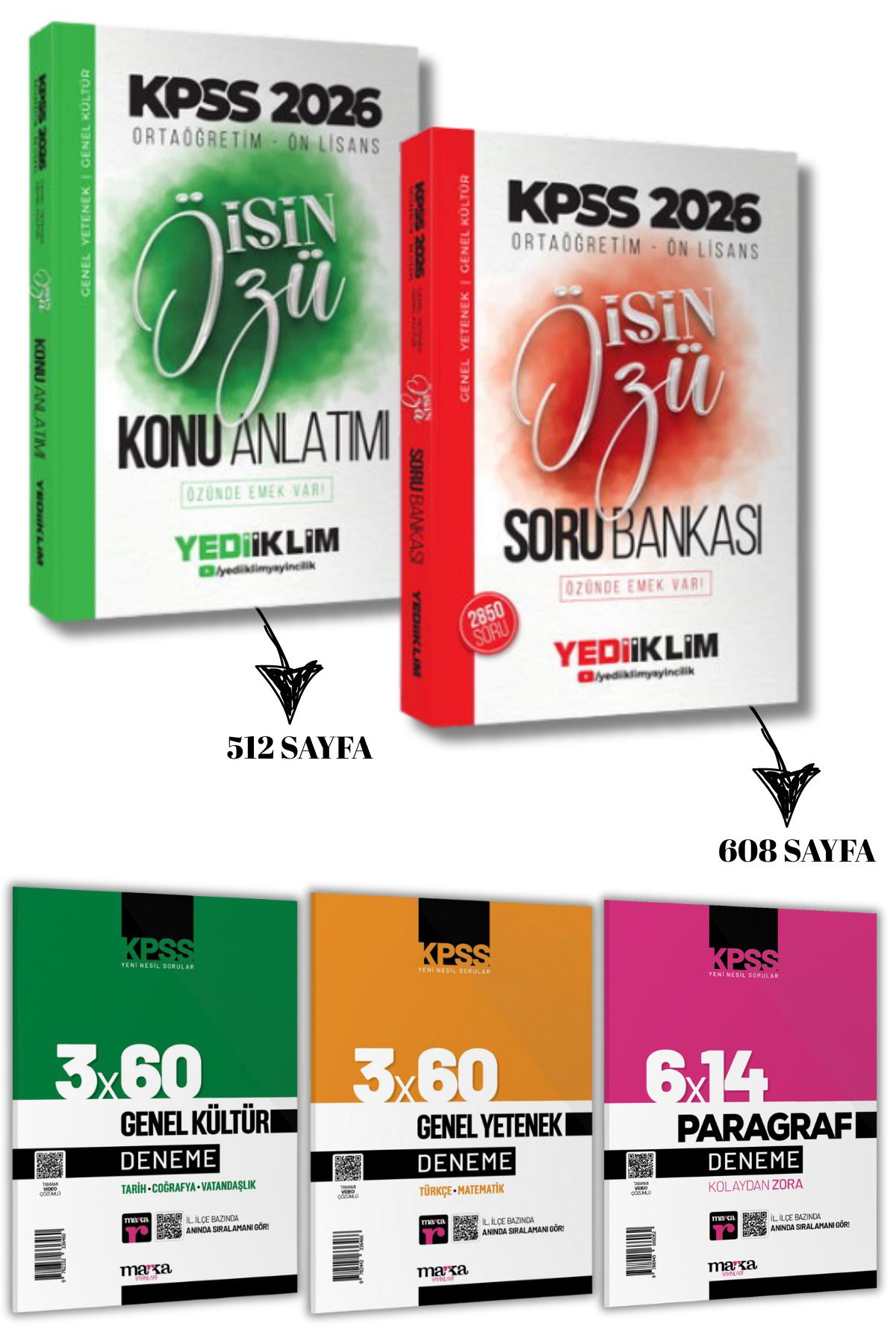 Yediiklim Yayınları 2026 Kpss Ortaöğretim Önlisans İŞİN ÖZÜ Tek Kitap Konu Anlatımı ve Soru Bankası + 3 Kitapçık Deneme