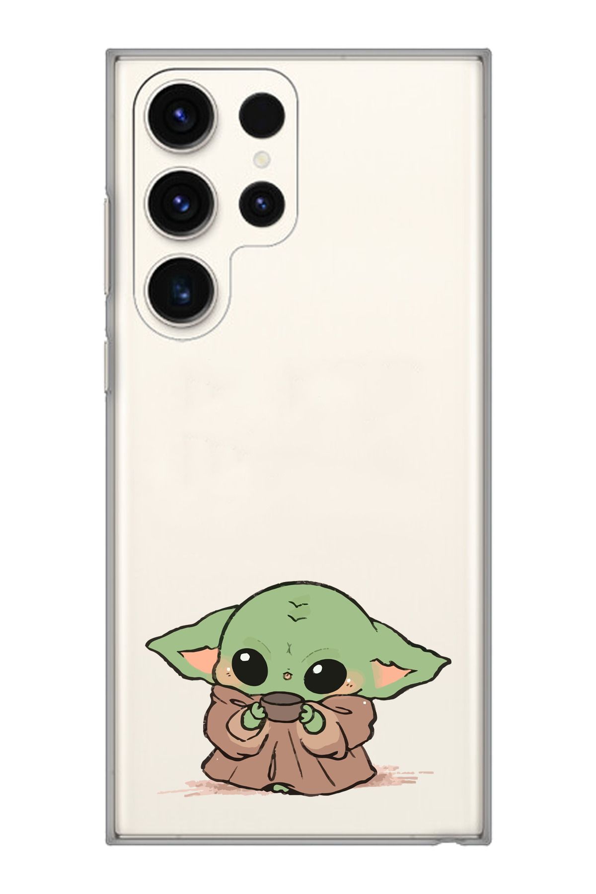 moonset Samsung Galaxy S25 Ultra Uyumlu Baby Yoda Tasarımlı Baskılı Şeffaf Telefon Kılıfı
