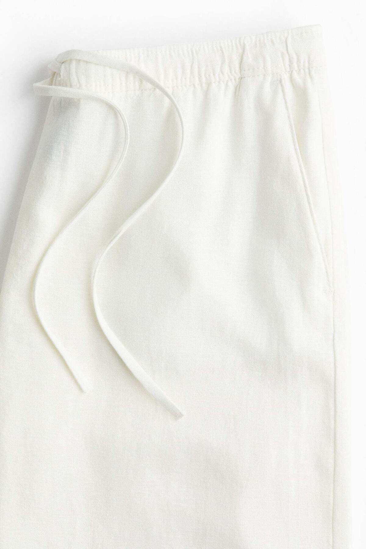 H&M-Linen-blend Drawstring Trousers 2