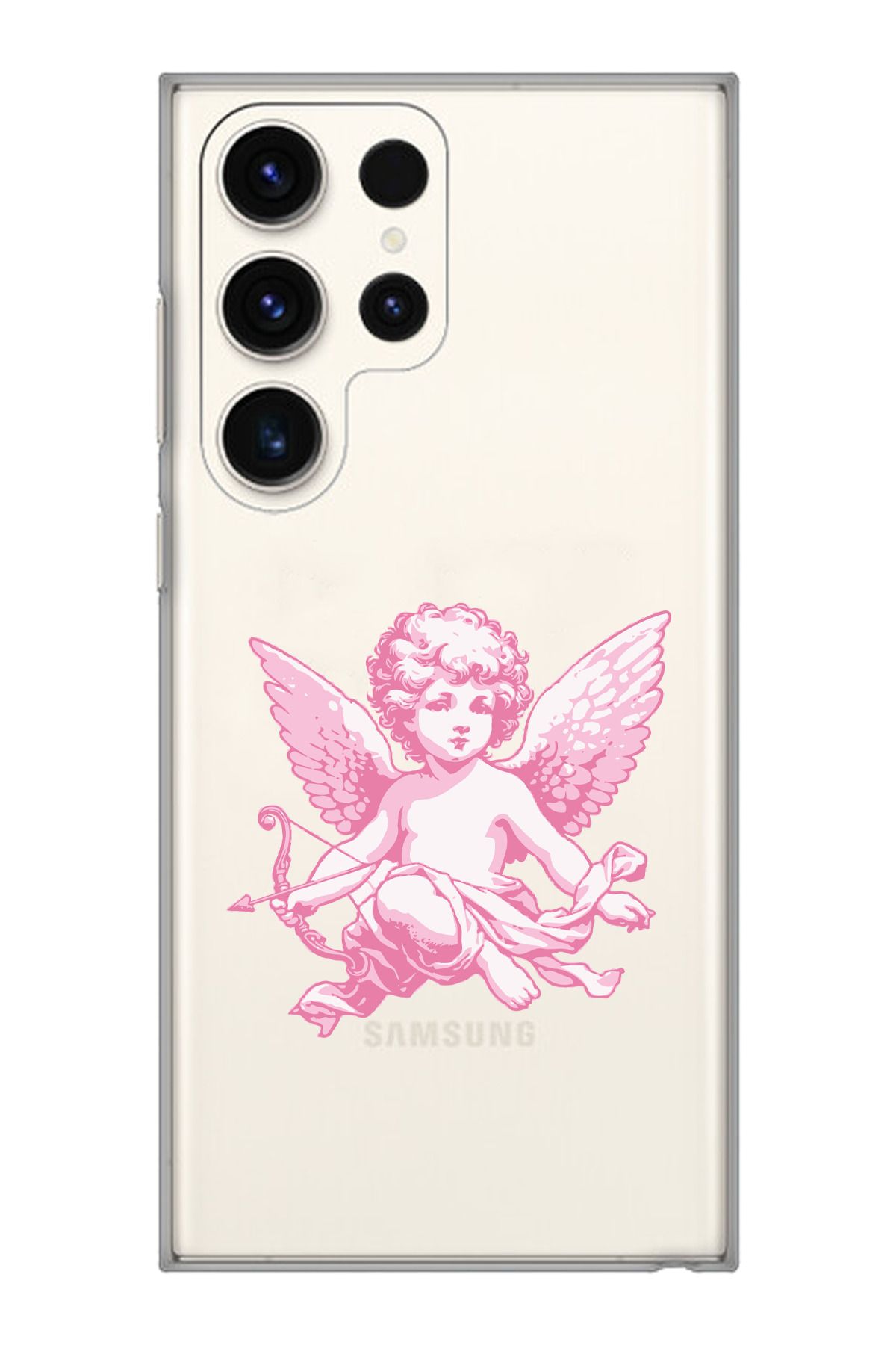 moonset Samsung Galaxy S25 Ultra Uyumlu Melek Tasarımlı Baskılı Şeffaf Telefon Kılıfı
