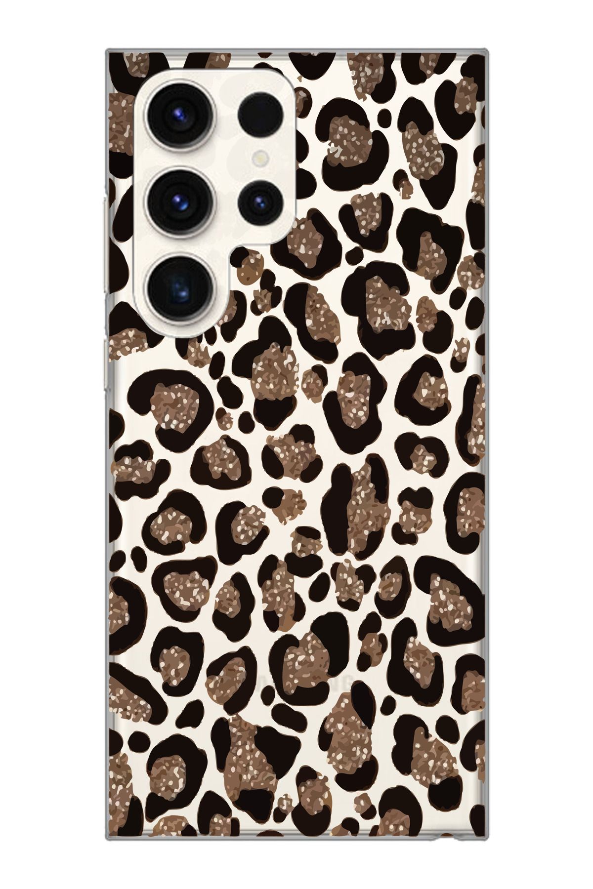 moonset Samsung Galaxy S25 Ultra Uyumlu Leopar Tasarımlı Baskılı Şeffaf Telefon Kılıfı