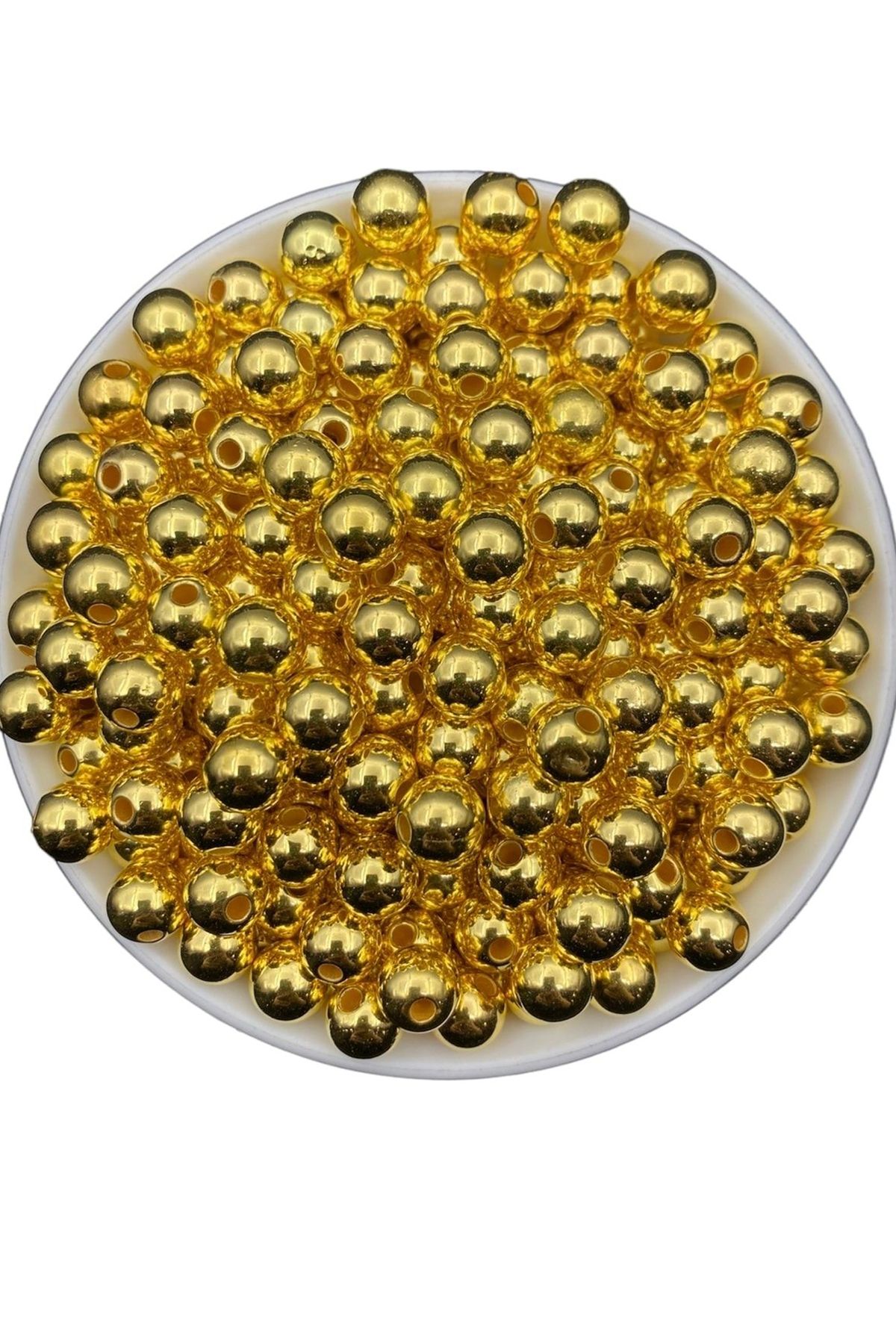 Hobimos 250 Adet 10 mm Gold Renk Ccb Metal Görünümlü Akrilik Plastik Boncuk