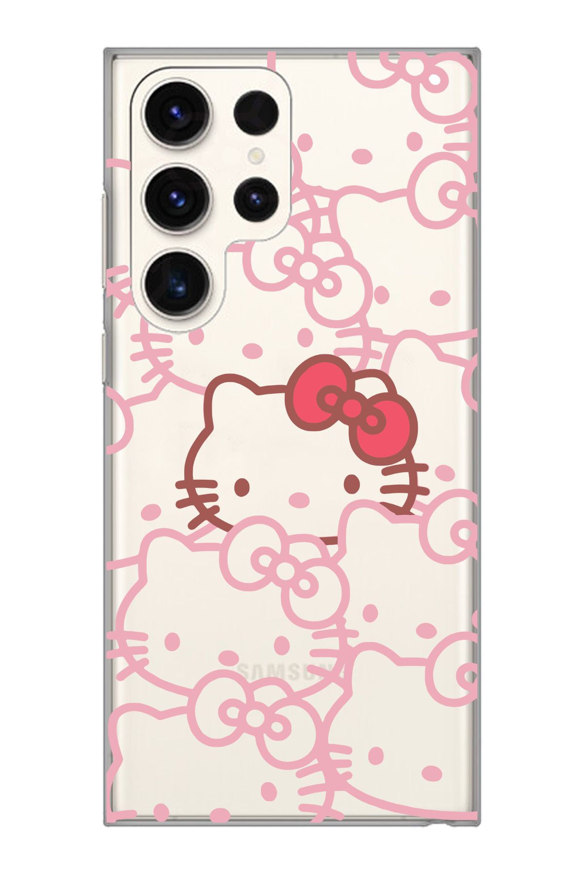 moonset Samsung Galaxy S25 Ultra Uyumlu Hello Kitty Tasarımlı Baskılı Şeffaf Telefon Kılıfı