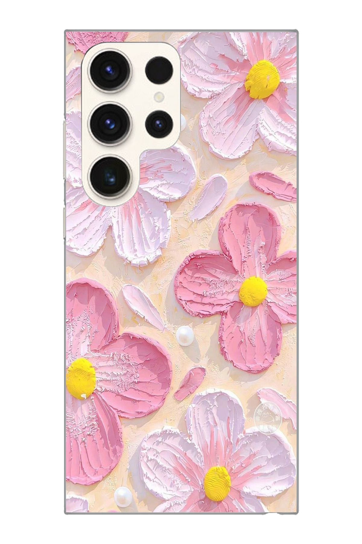 moonset Samsung Galaxy S25 Ultra Uyumlu Pastel Çiçek Tasarımlı Baskılı Şeffaf Telefon Kılıfı
