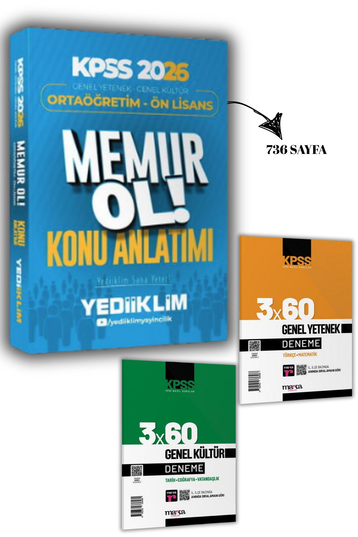 Yediiklim Yayınları 2026 Ortaöğretim Önlisans Genel Kültür Yetenek Memur Konu AnlatımI ve 2 DENEME
