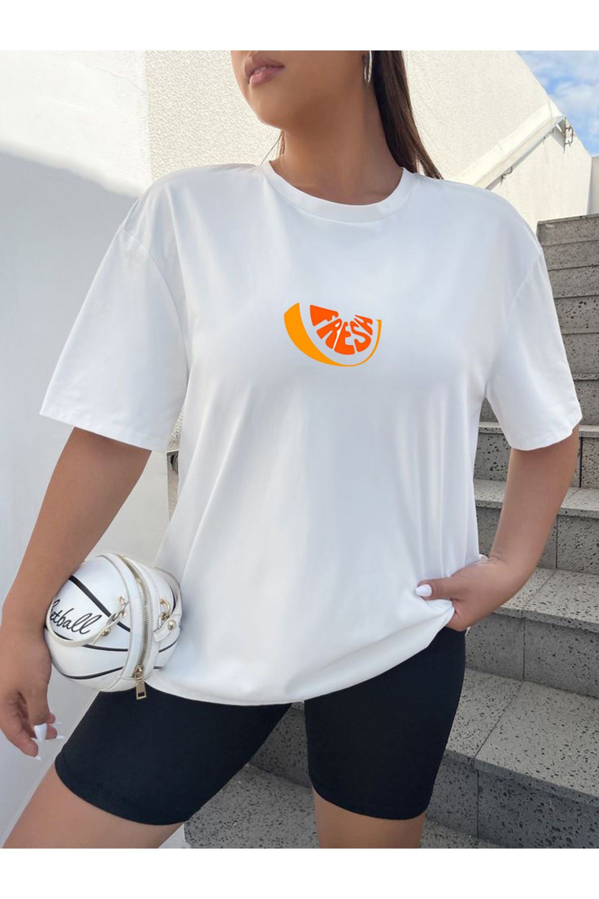 SEL WEAR Kadın yazlık pamuklu kumaş (FRESH) baskılı oversize t-shirt
