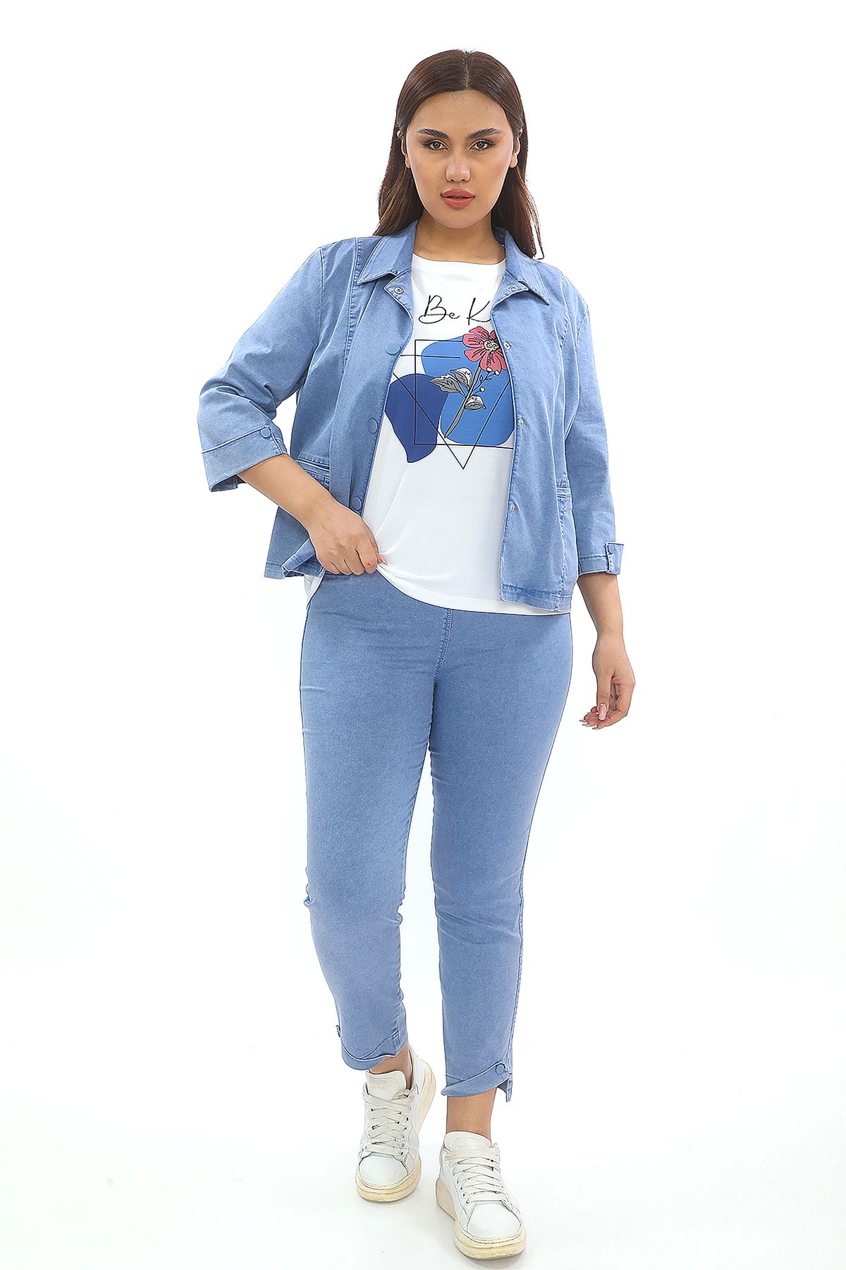 EXİTLİNE Kadın Yeşil Üçlü Takım Tshirt Pantolon Ceket