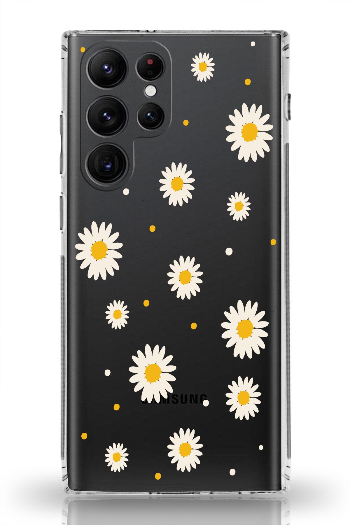 moonset Samsung Galaxy S25 Ultra Uyumlu Papatya Tasarımlı Baskılı Şeffaf Telefon Kılıfı