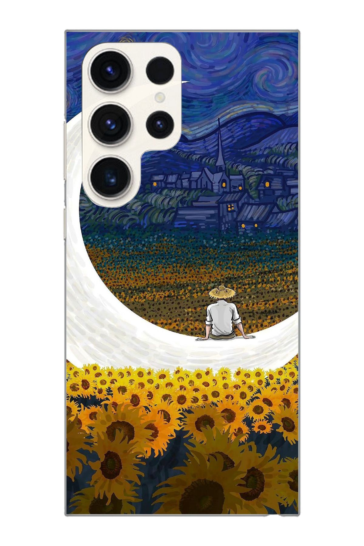 moonset Samsung Galaxy S24 Ultra Uyumlu Van Gogh Tasarımlı Baskılı Şeffaf Telefon Kılıfı