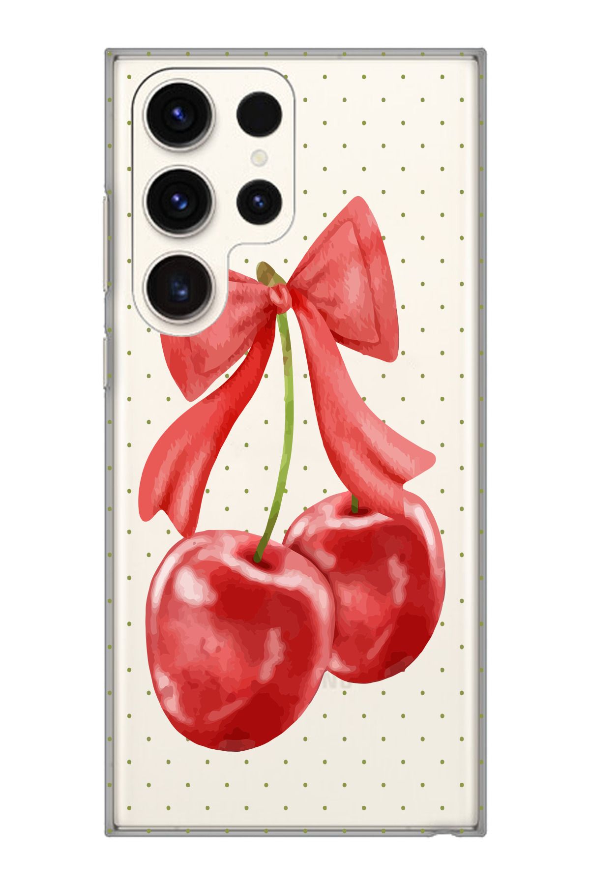 moonset Samsung Galaxy S25 Ultra Uyumlu Kiraz Tasarımlı Baskılı Şeffaf Telefon Kılıfı