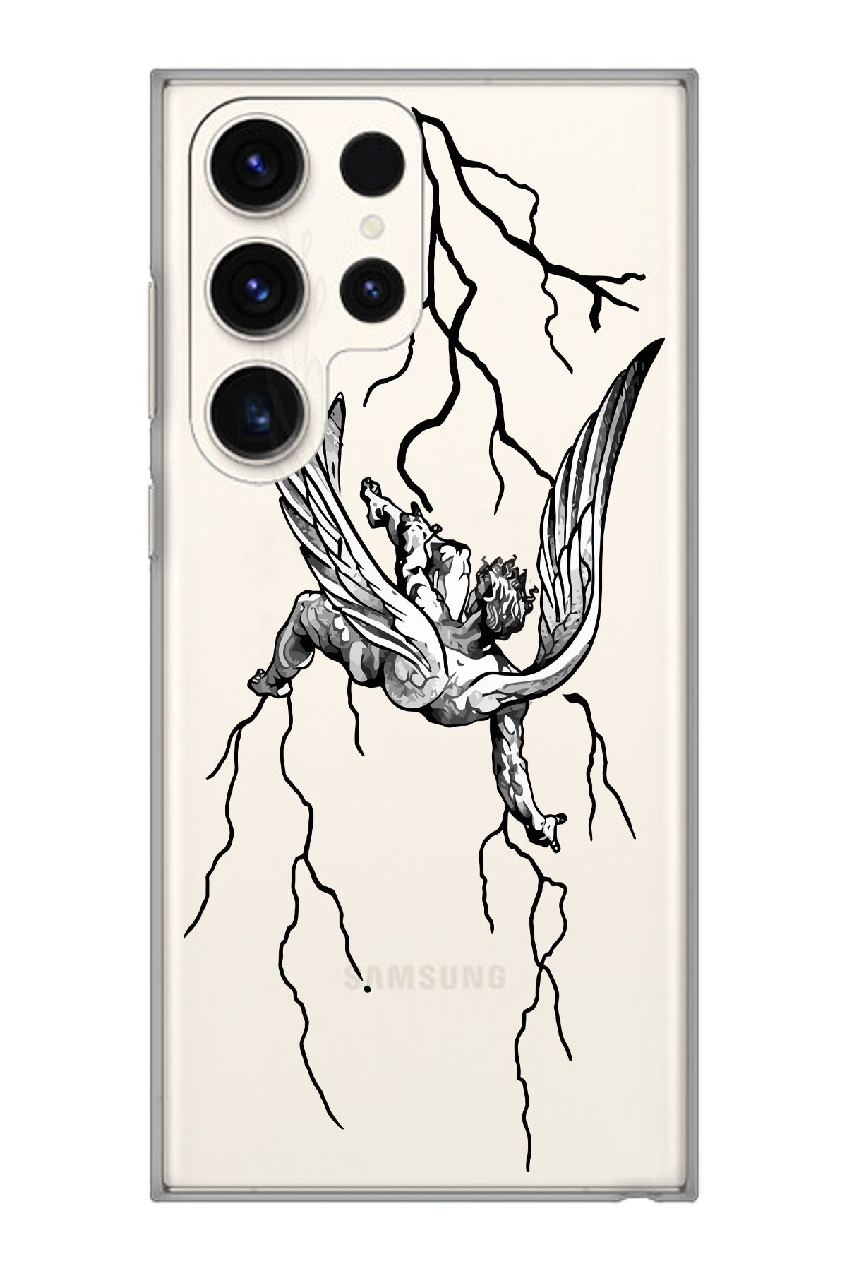 moonset Samsung Galaxy S25 Ultra Uyumlu Yıldırım Tasarımlı Baskılı Şeffaf Telefon Kılıfı