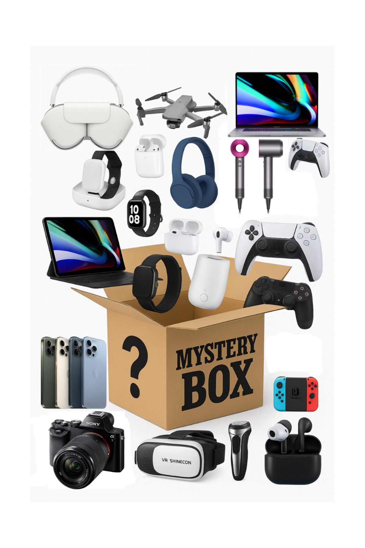 ERTECH MYSTERY BOX SÜPRİZ HEDİYE KUTUSU GİZEMLİ KUTU, genelde elektronik ürünler çıkmaktadır