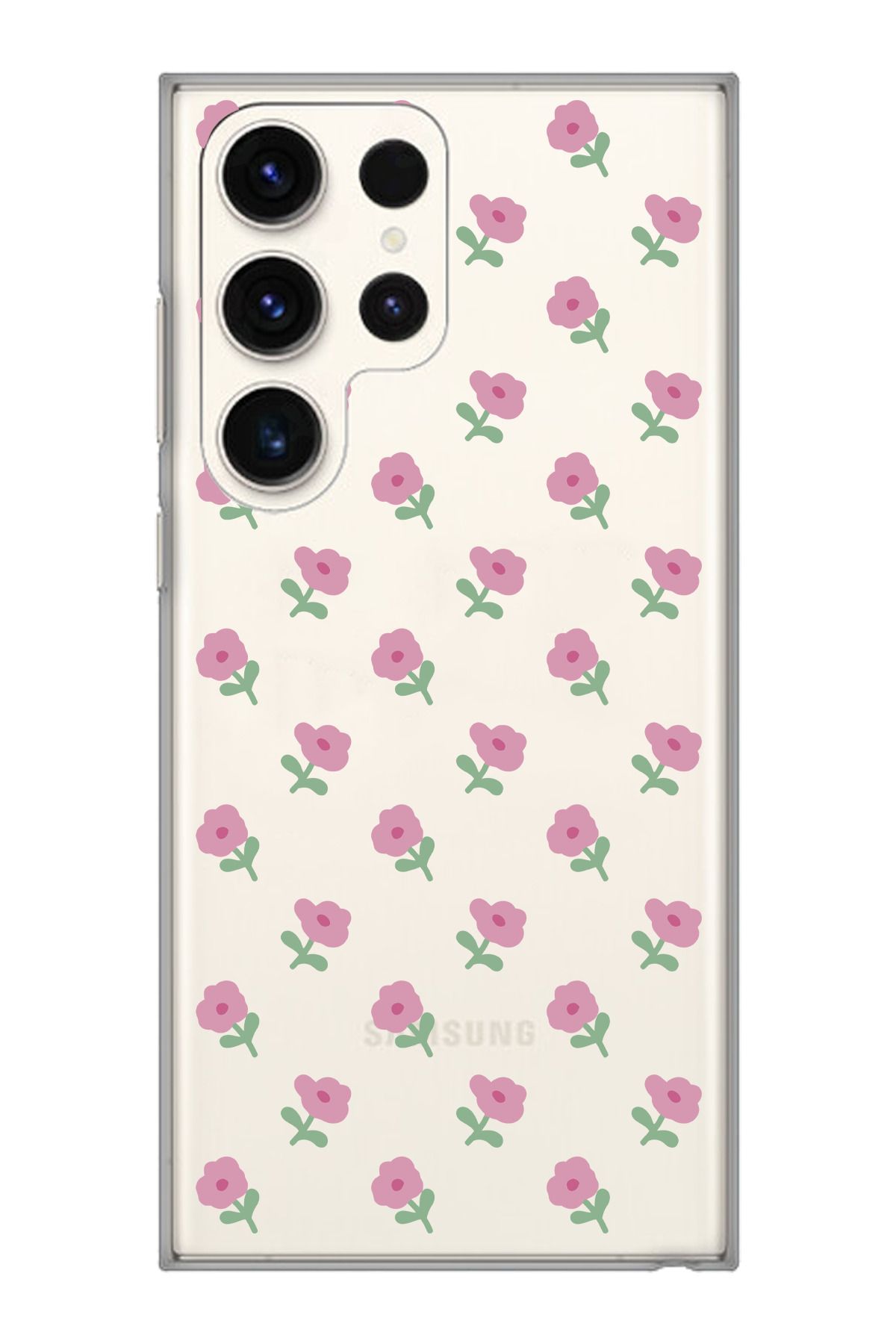 moonset Samsung Galaxy S25 Ultra Uyumlu Çiçek Tasarımlı Baskılı Şeffaf Telefon Kılıfı