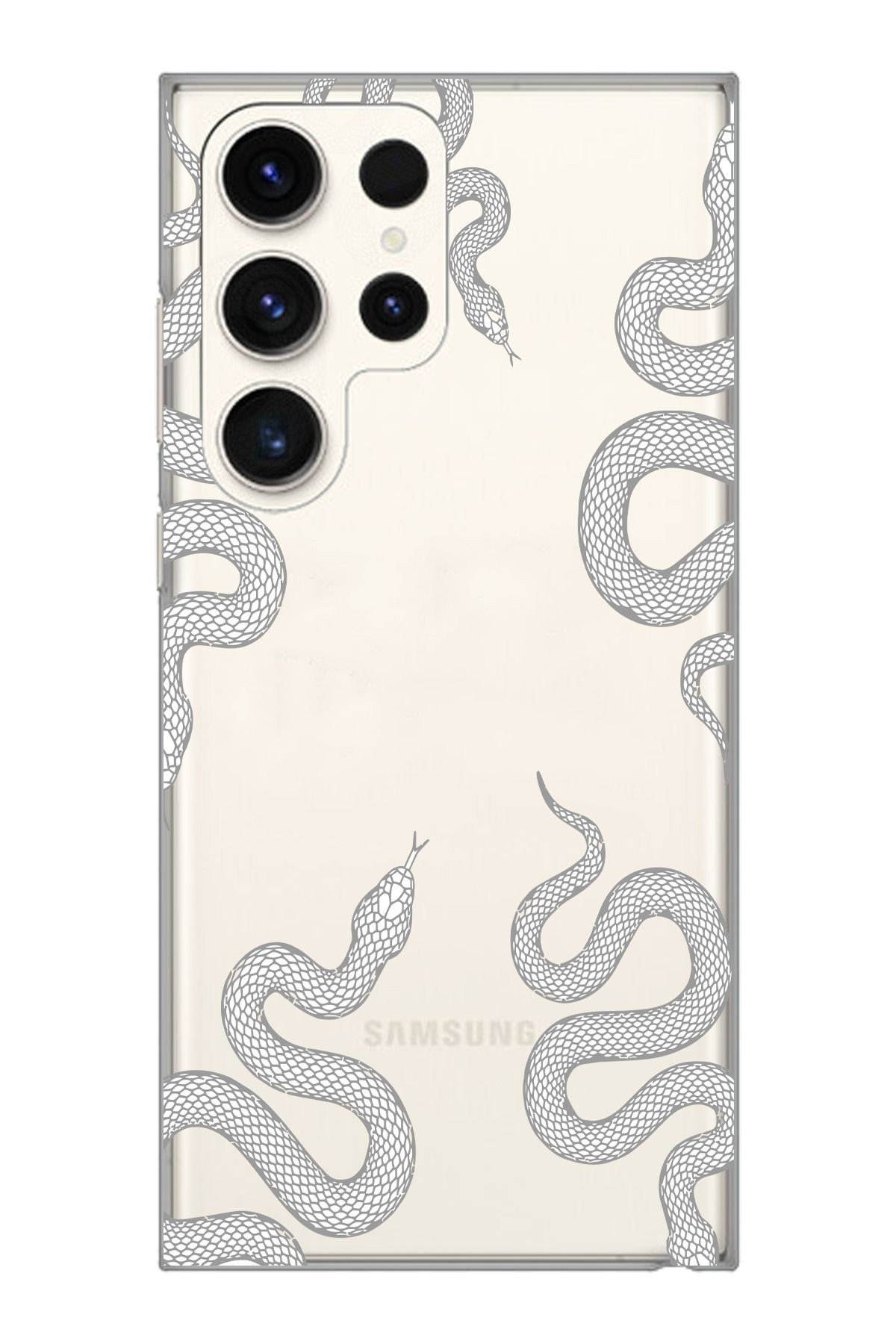 moonset Samsung Galaxy S24 Ultra Uyumlu Yılan Tasarımlı Baskılı Şeffaf Telefon Kılıfı