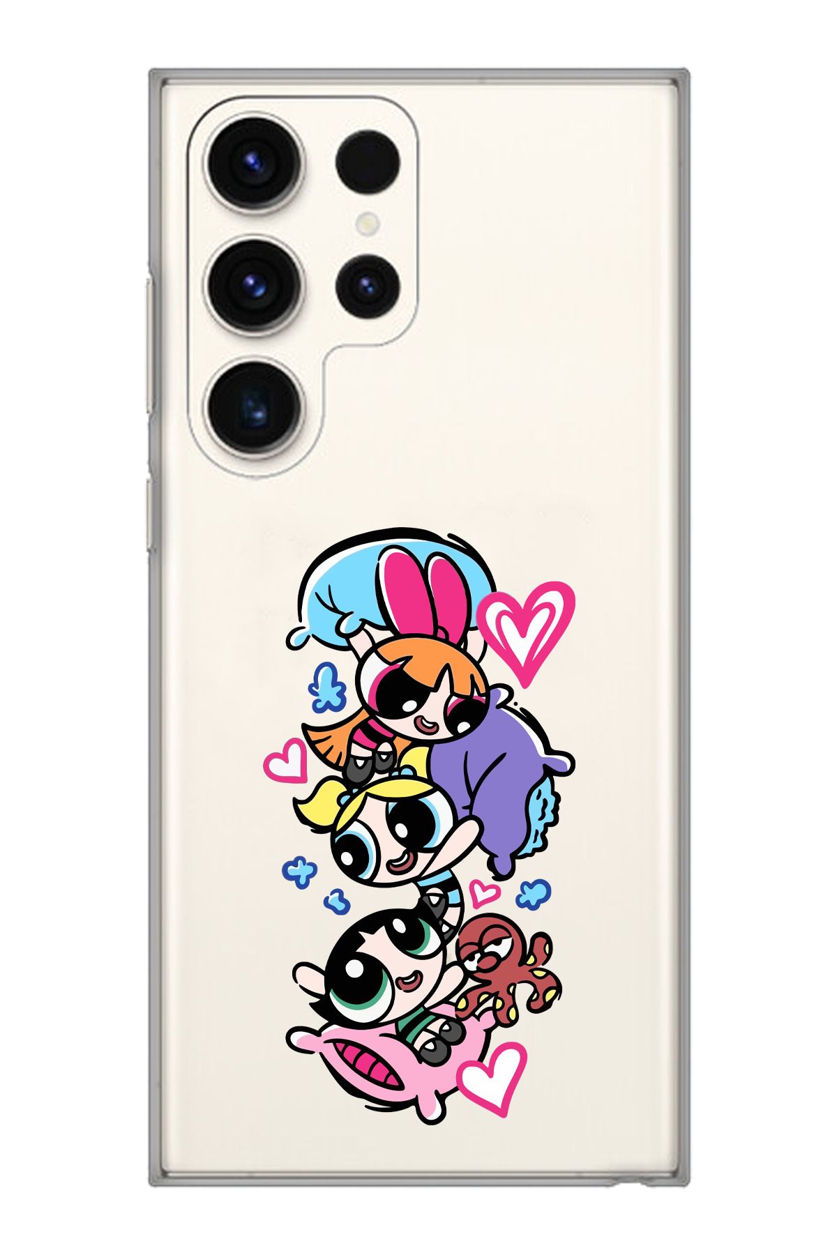 moonset Samsung Galaxy S25 Ultra Uyumlu Powerpuff Girls Tasarımlı Baskılı Şeffaf Telefon Kılıfı