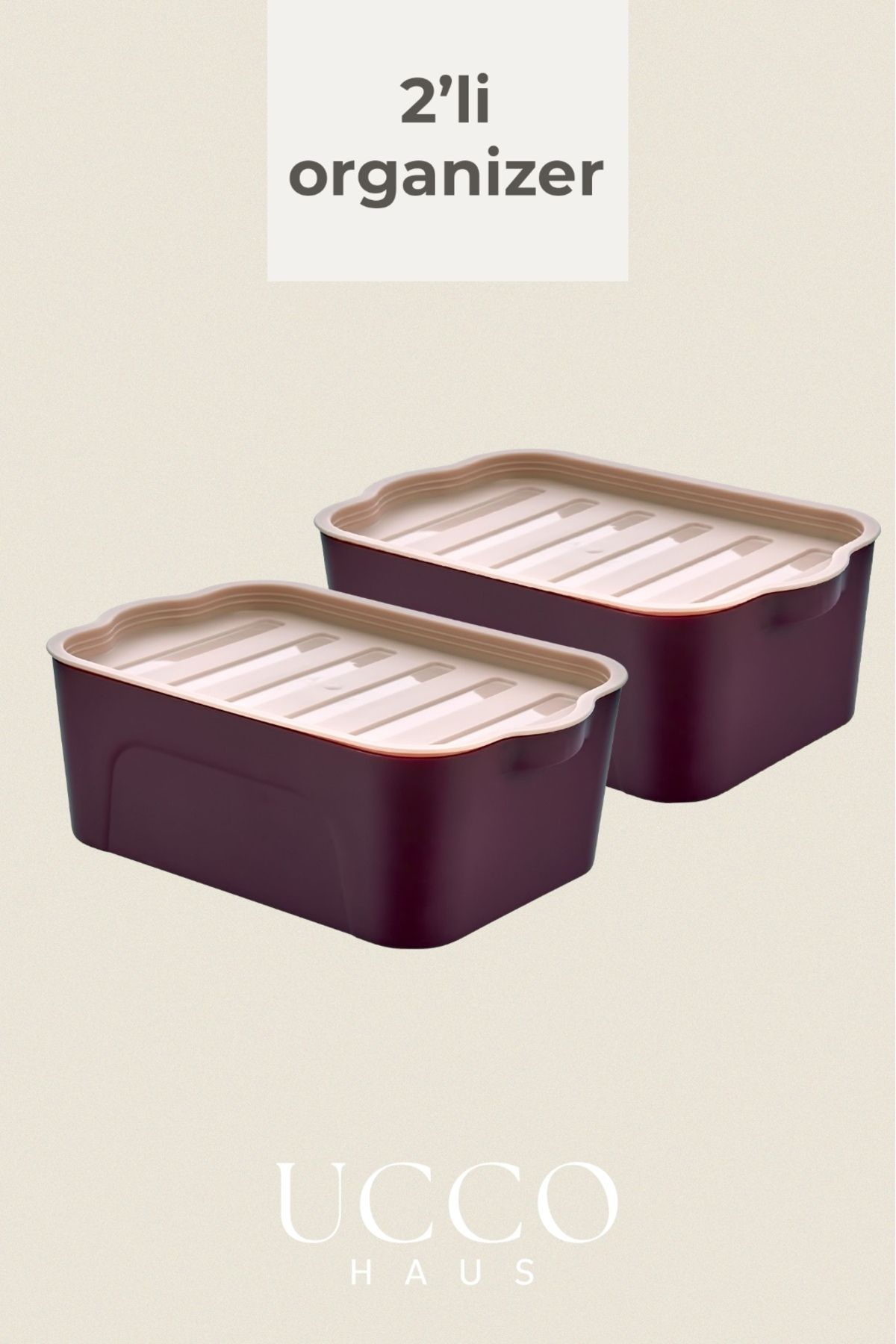 UCCO 2’li Kapaklı Organizer Kutu Saklama Kabı Seti – 2x2 Litre – BPA Free – Buzdolabı Düzenleyici