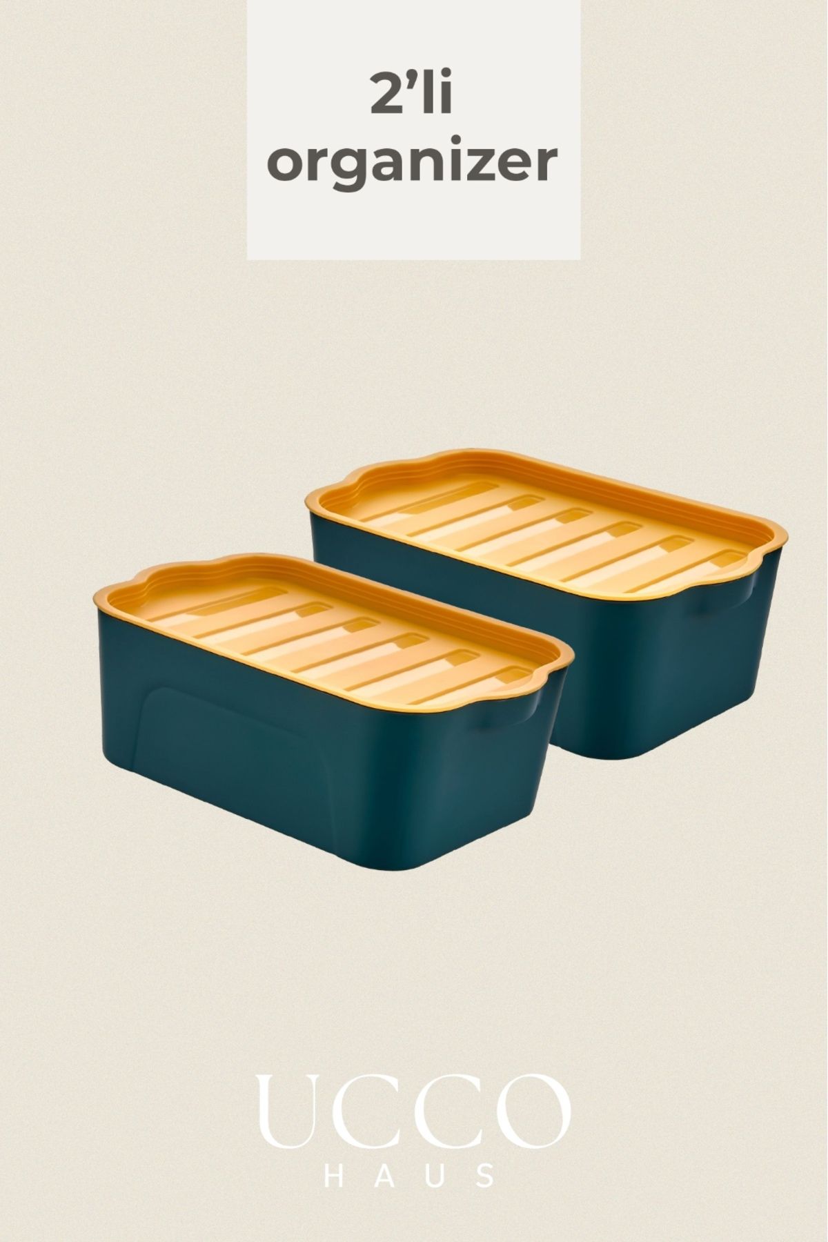 UCCO 2’li Kapaklı Organizer Kutu Saklama Kabı Seti – 2x2 Litre – BPA Free – Buzdolabı Düzenleyici
