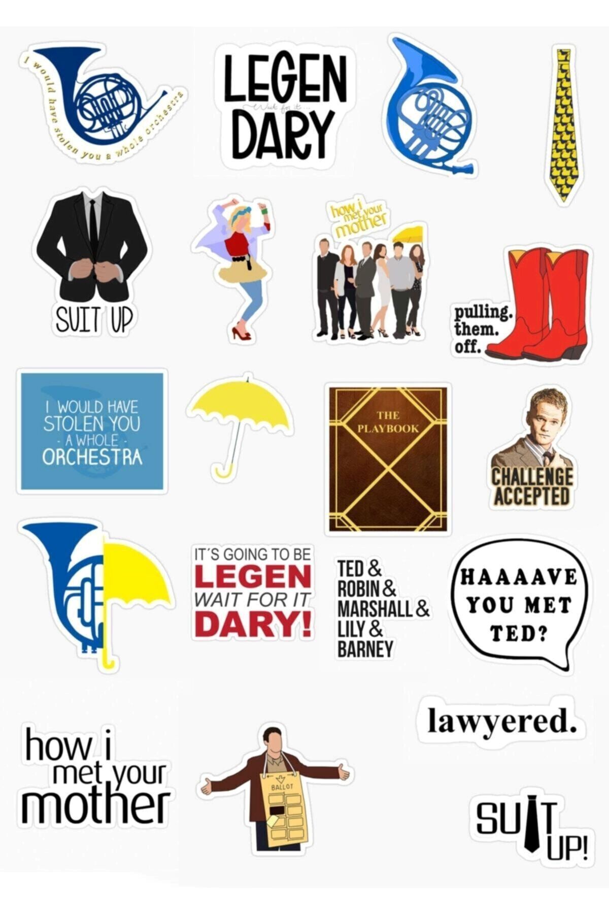 hediyenebak How i Met Your Mother Seri 4 Sticker Seti | Laptop Ajanda Tablet Defter Etiket Bullet Journal