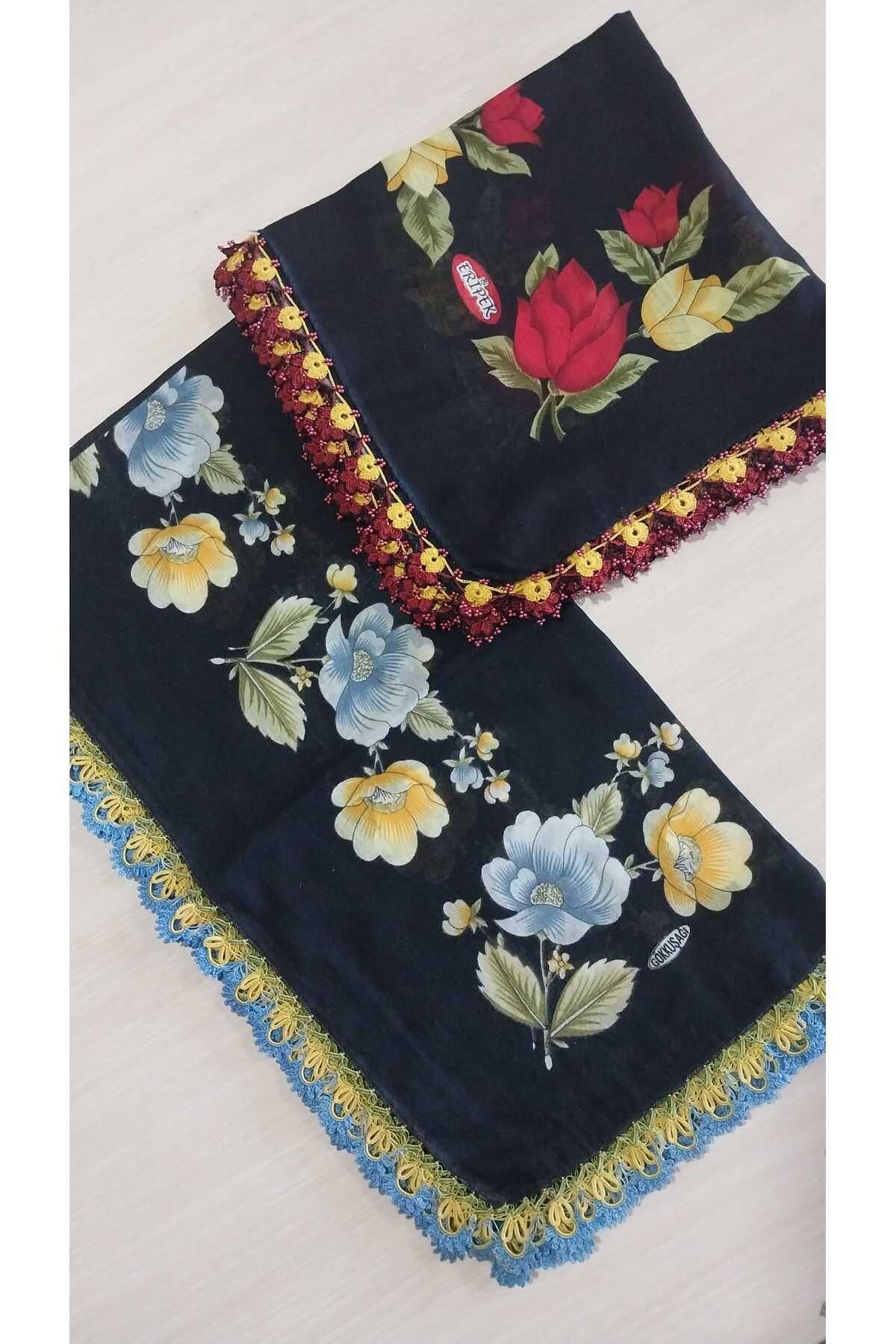 Papatyam El işi 2 Adet Tığ Oyalı Yazma/Tığ İşi Yazma/Vintage/Çeyizlik Yemeni/100x100/Pamuklu