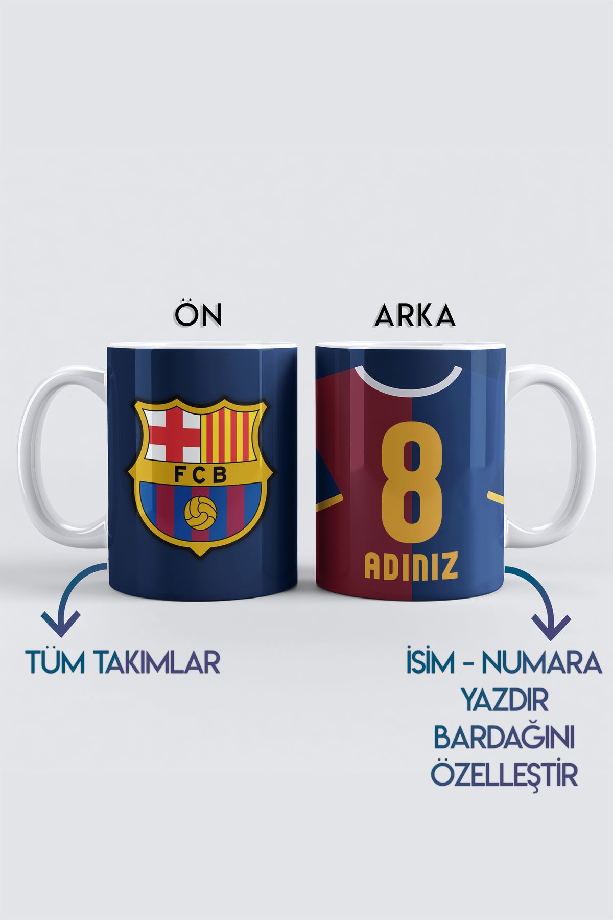 DekorHane Kişiye Özel FC Barcelona, Barca Taraftar Baskılı Kupa Bardak, Tüm Takımlar