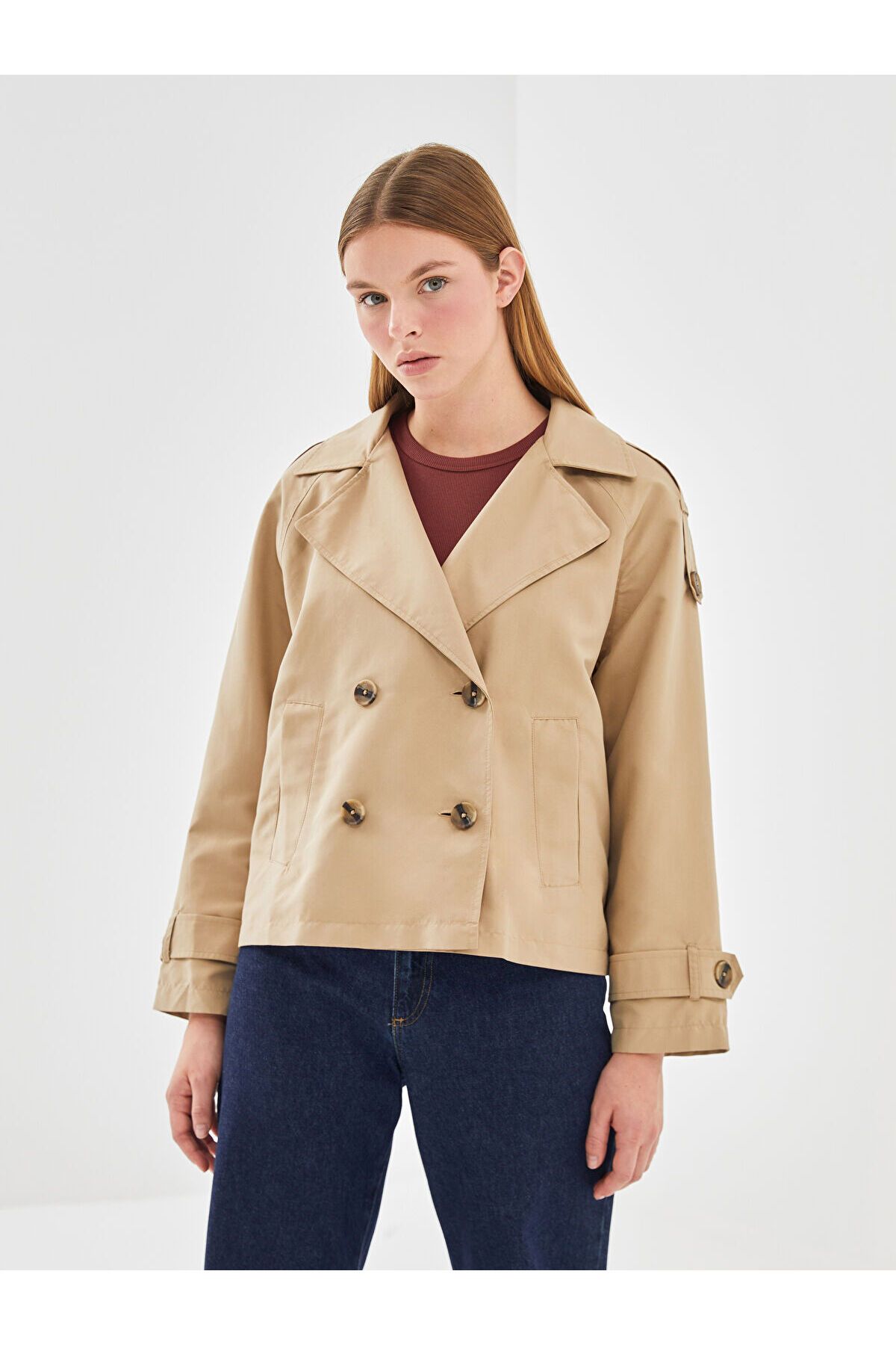 LC Waikiki Ceket Yaka Oversize Kadın Trençkot