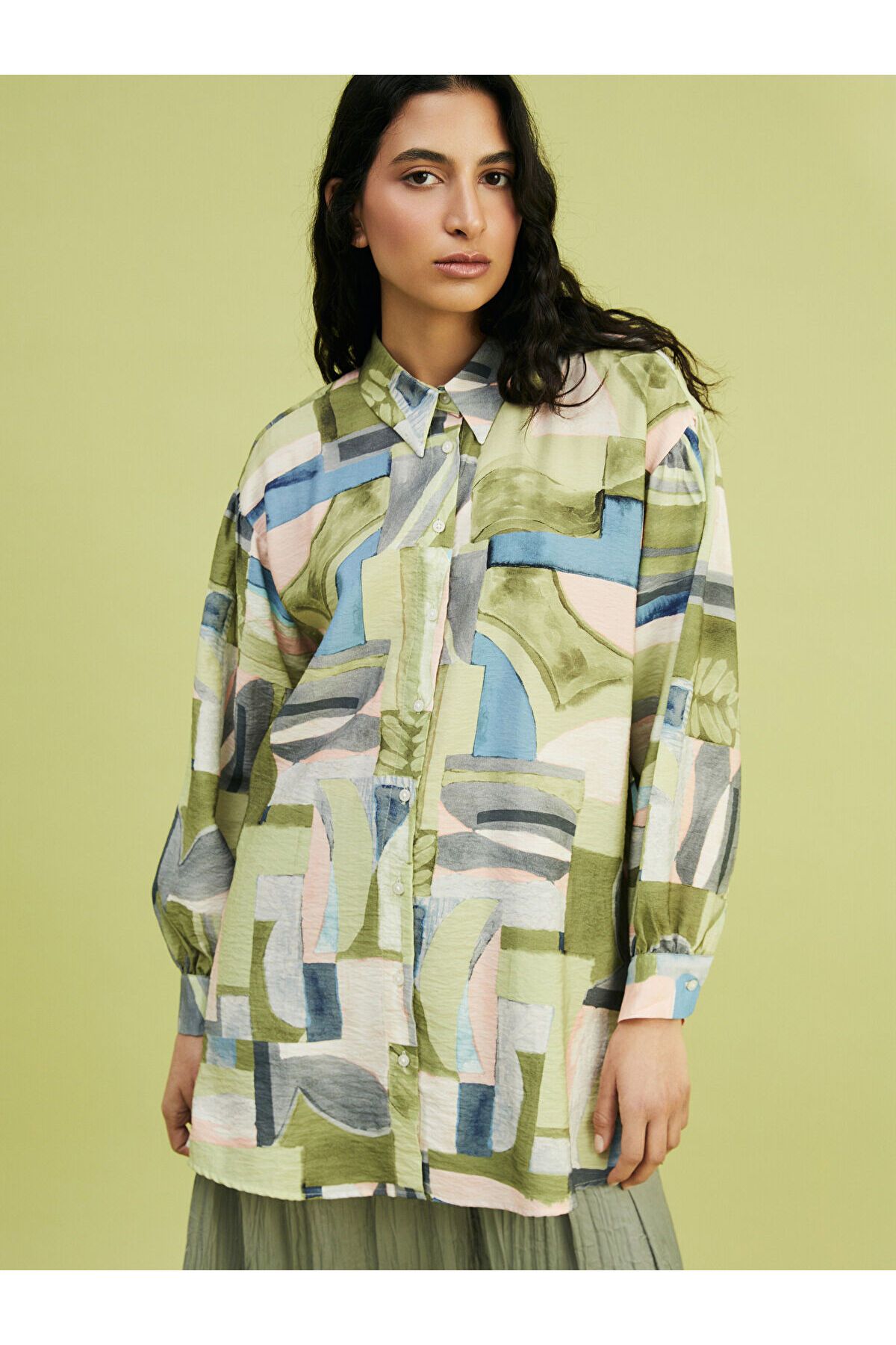 LC Waikiki Desenli Oversize Kadın Gömlek Tunik