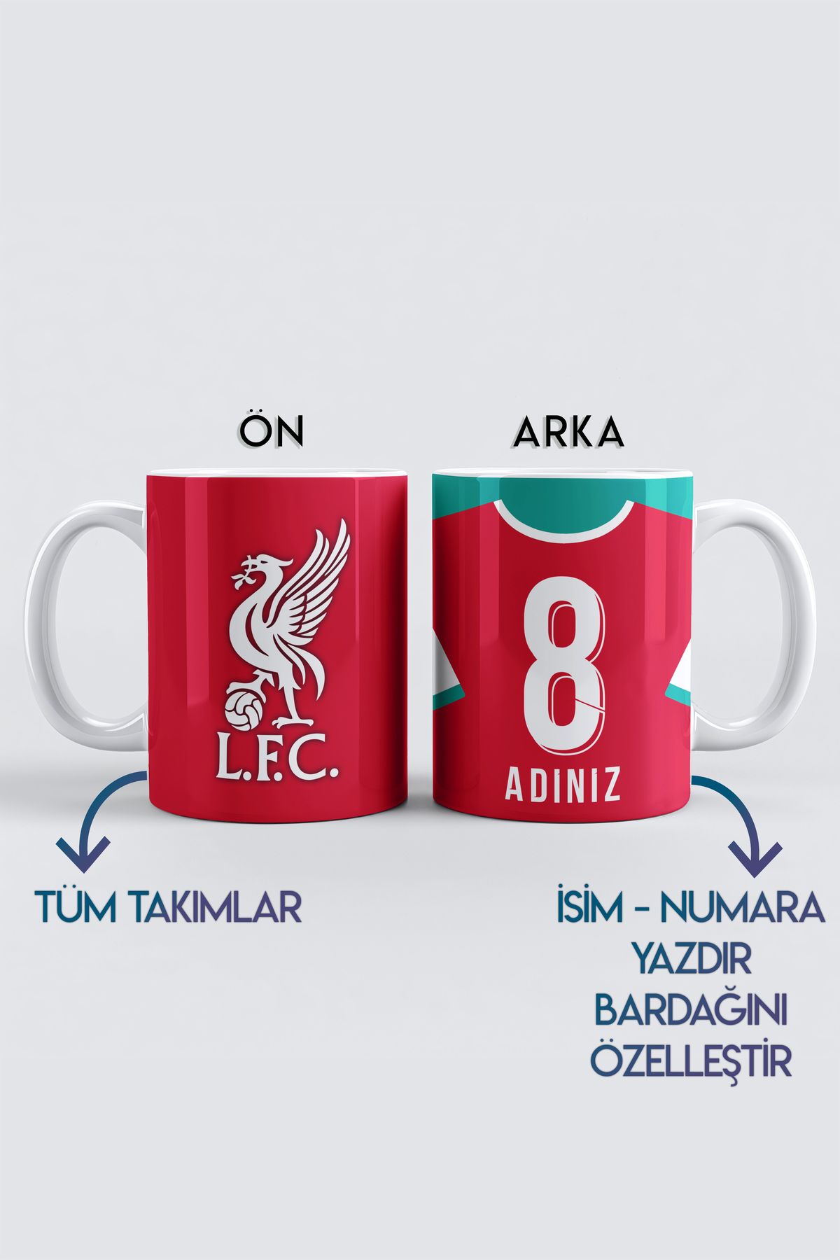 DekorHane Kişiye Özel Liverpool, Premier Lig Taraftar Baskılı Kupa Bardak, Şampiyonlar