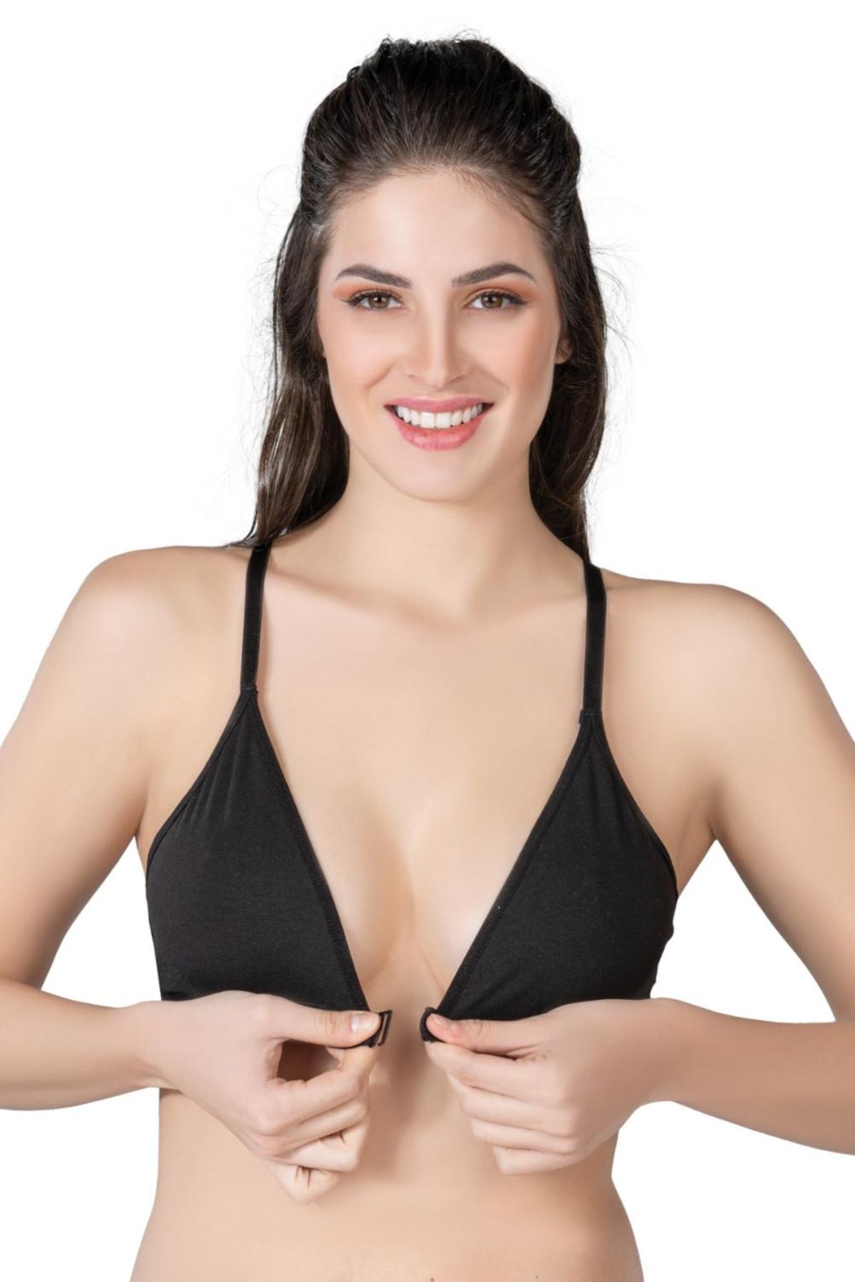 Nemere SİYAH MI Emay 1416 Modal Cotton Önden Açmalı Sporcu Sütyen