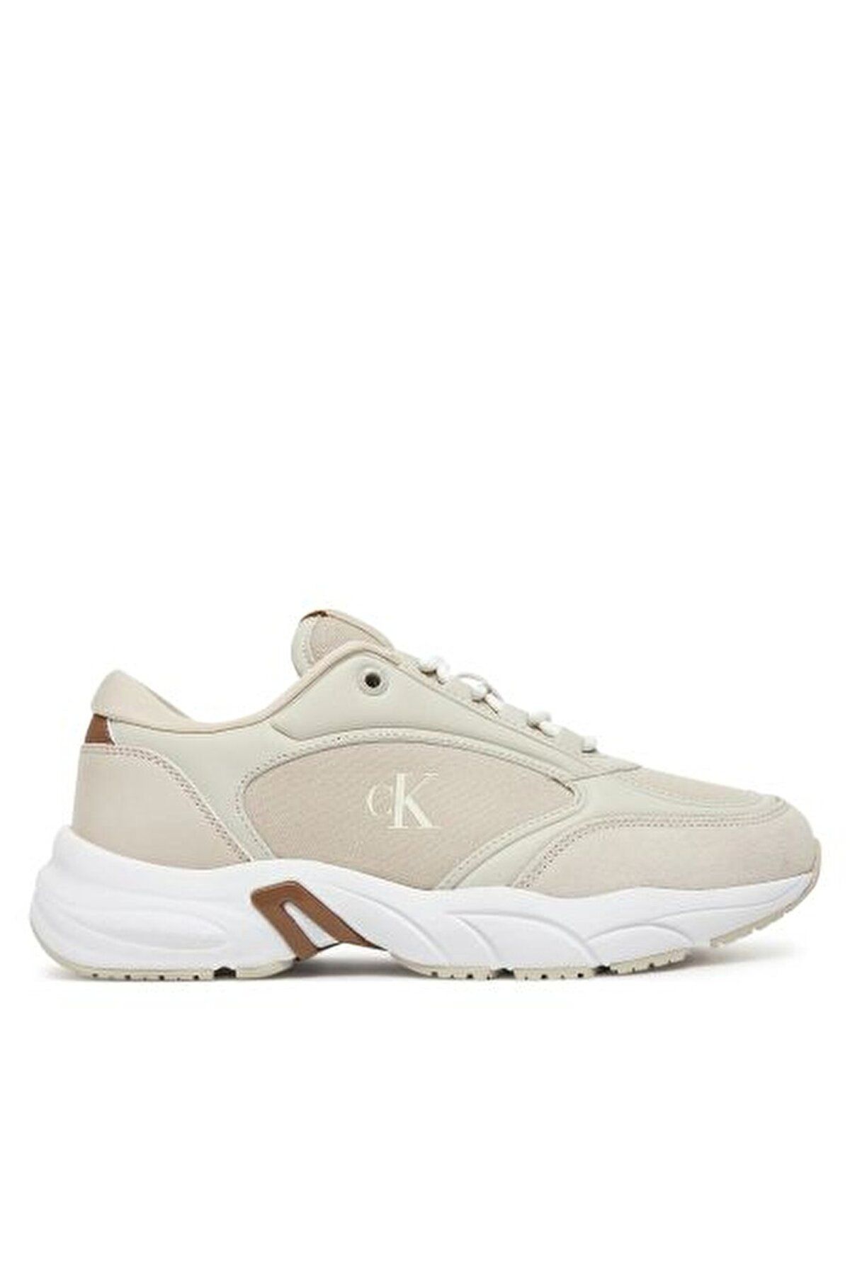 Calvin Klein Kadın Renk Geçişli Orta Topuk Rahat Kalın Taban CK Yazı Detaylı Bej Sneaker YW0YW01743-0F8