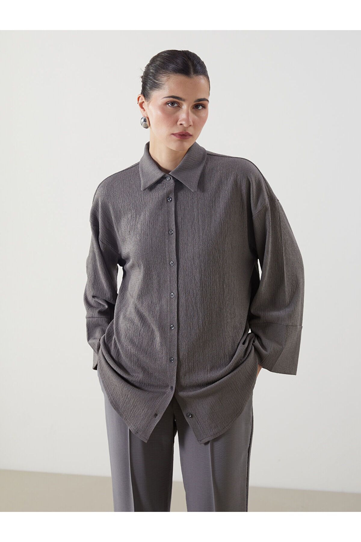 LC Waikiki Dokulu Oversize Kadın Gömlek Tunik