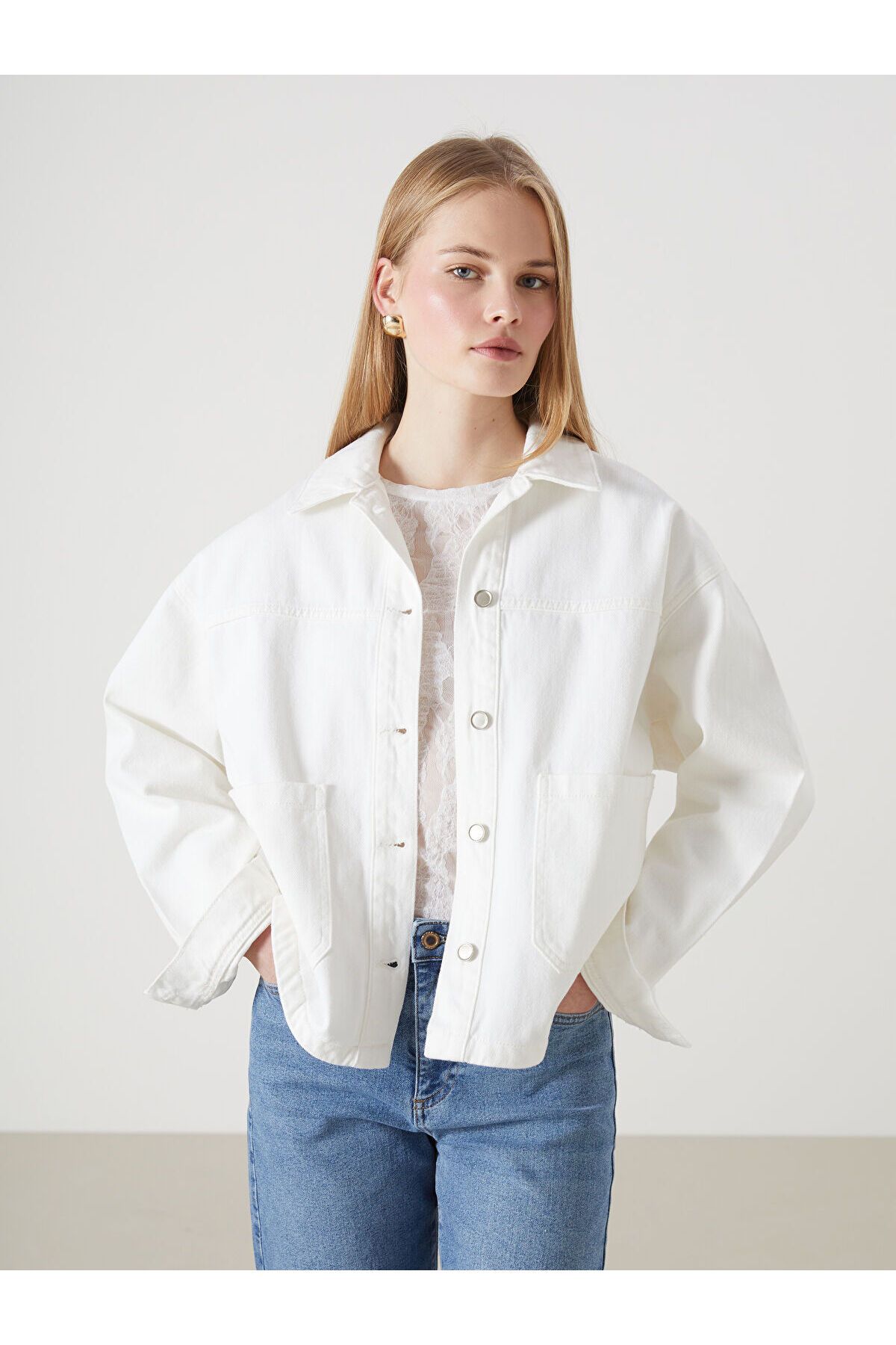 LC Waikiki Oversize Kadın Jean Gömlek Ceket