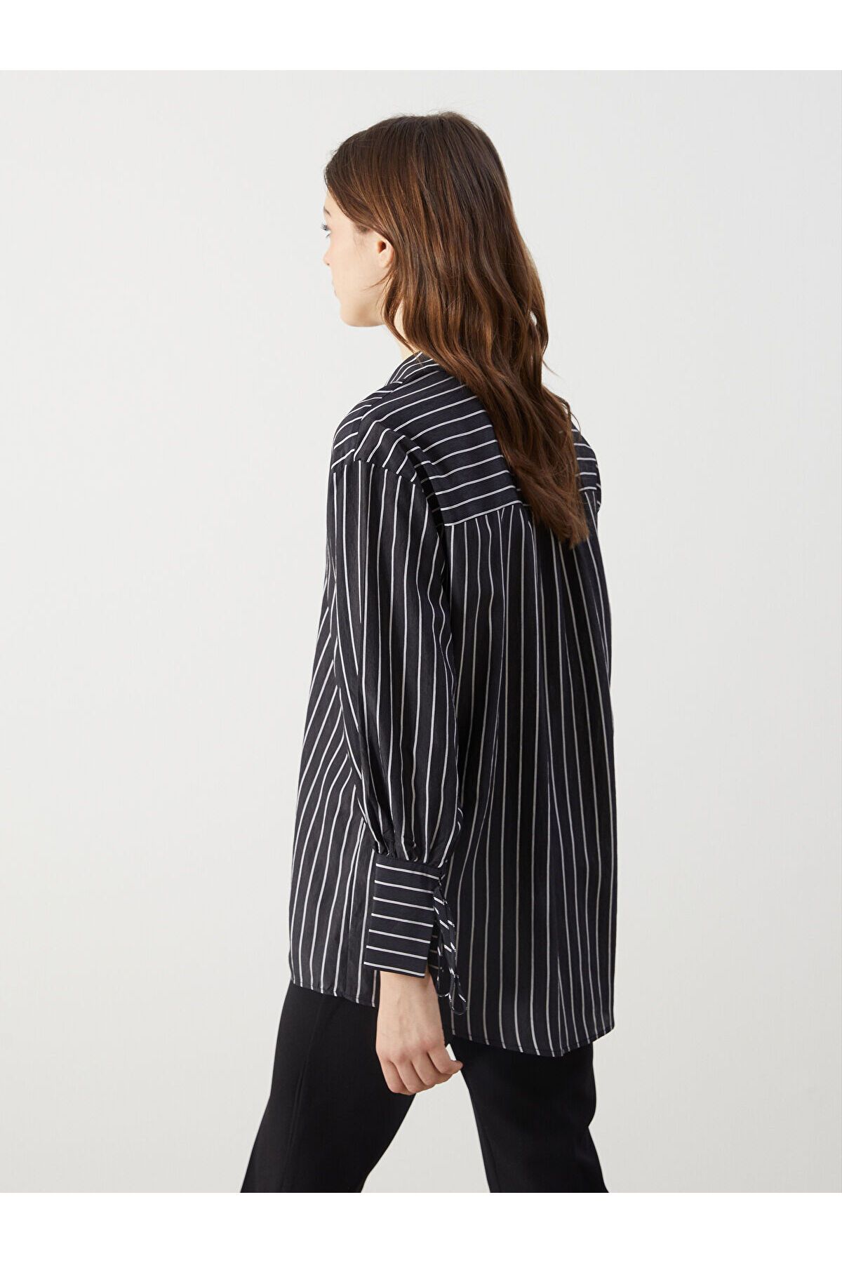 LC Waikiki Çizgili Oversize Kadın Gömlek Tunik