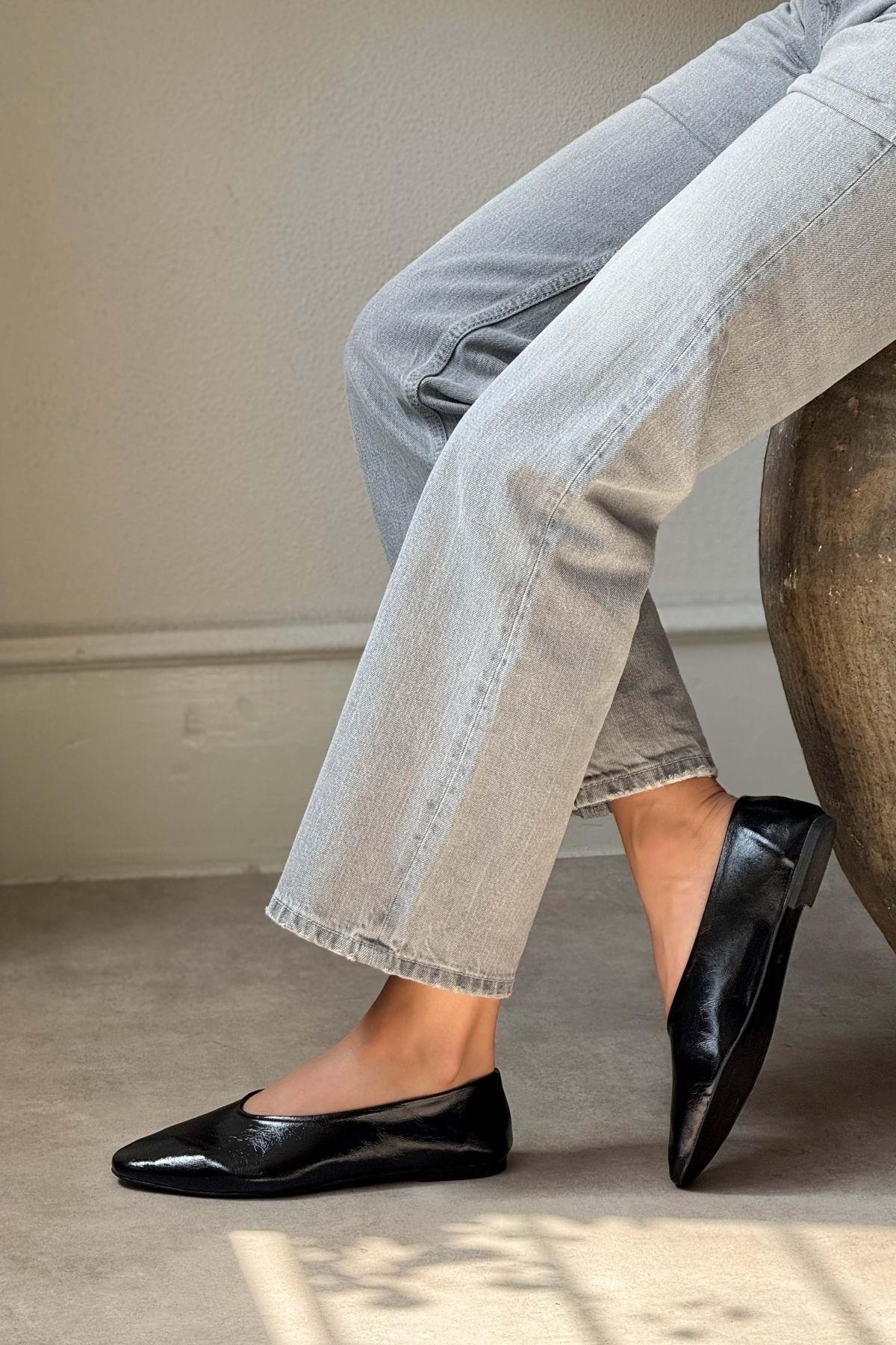 NİŞANTAŞI SHOES Mila Czarne, Marszczone, Matowe, Płaskie Baleriny Damskie Kobieta - 38