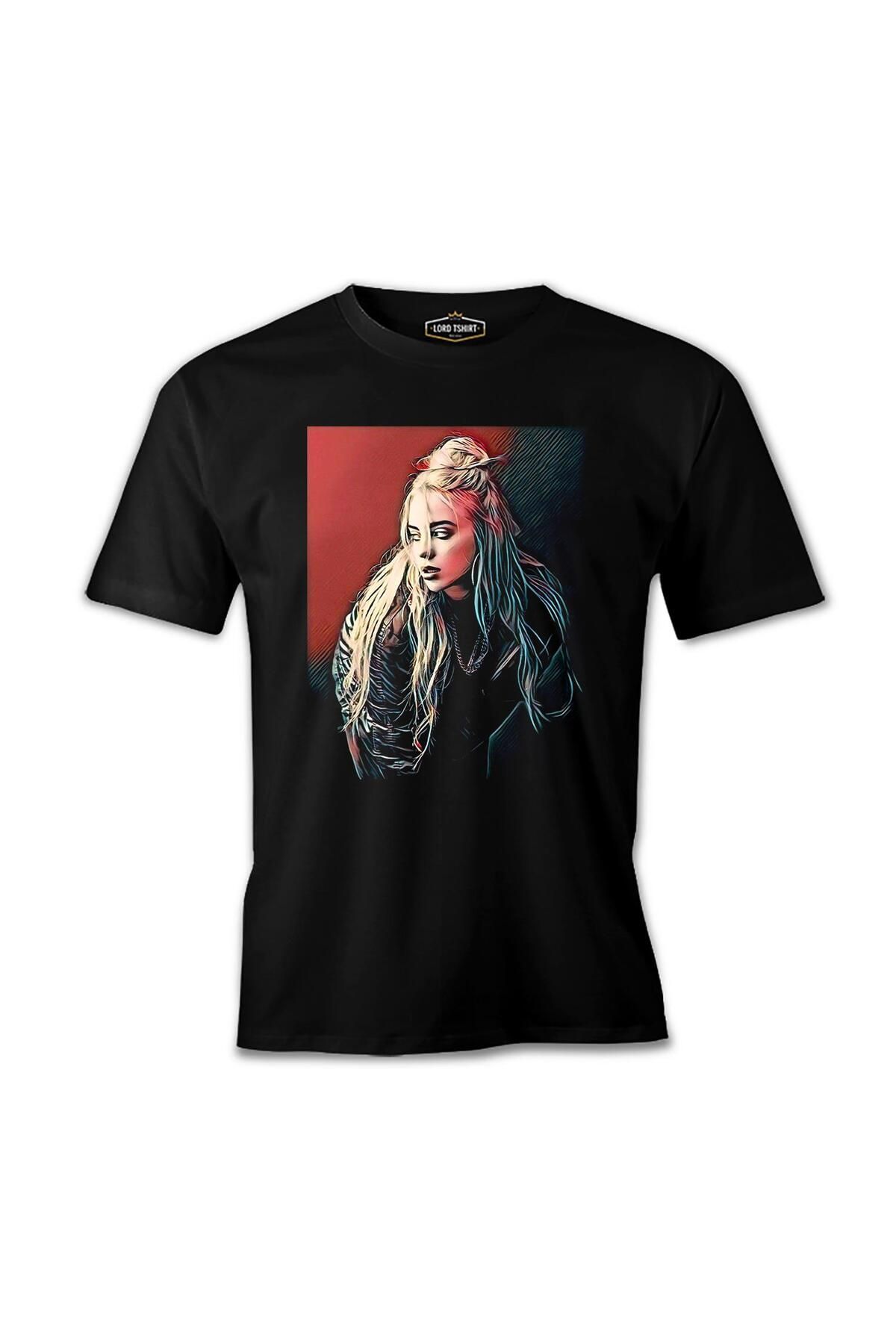 Lord T-Shirt Billie Eilish - Red in Blue Siyah Erkek Tshirt