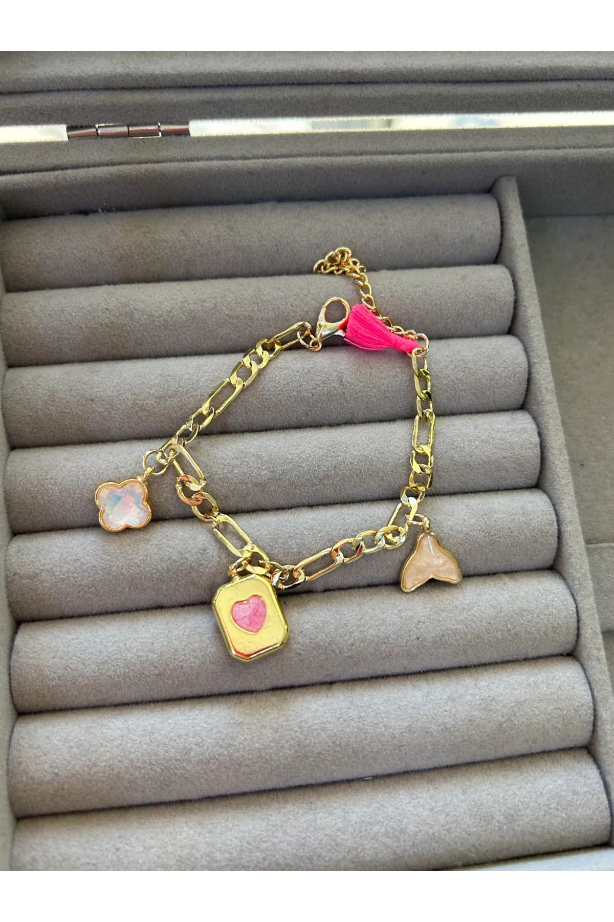 DHDmoda Kadın Pembe Charm Bileklik